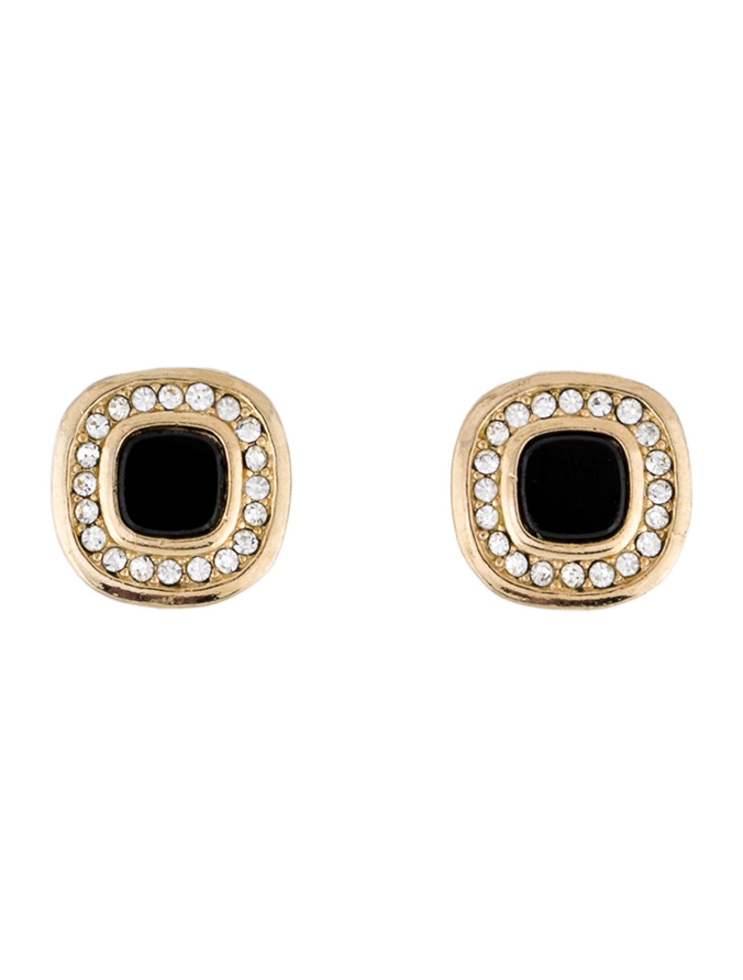 Christian Dior Vintage Crystal & Enamel Clip-On Earrings