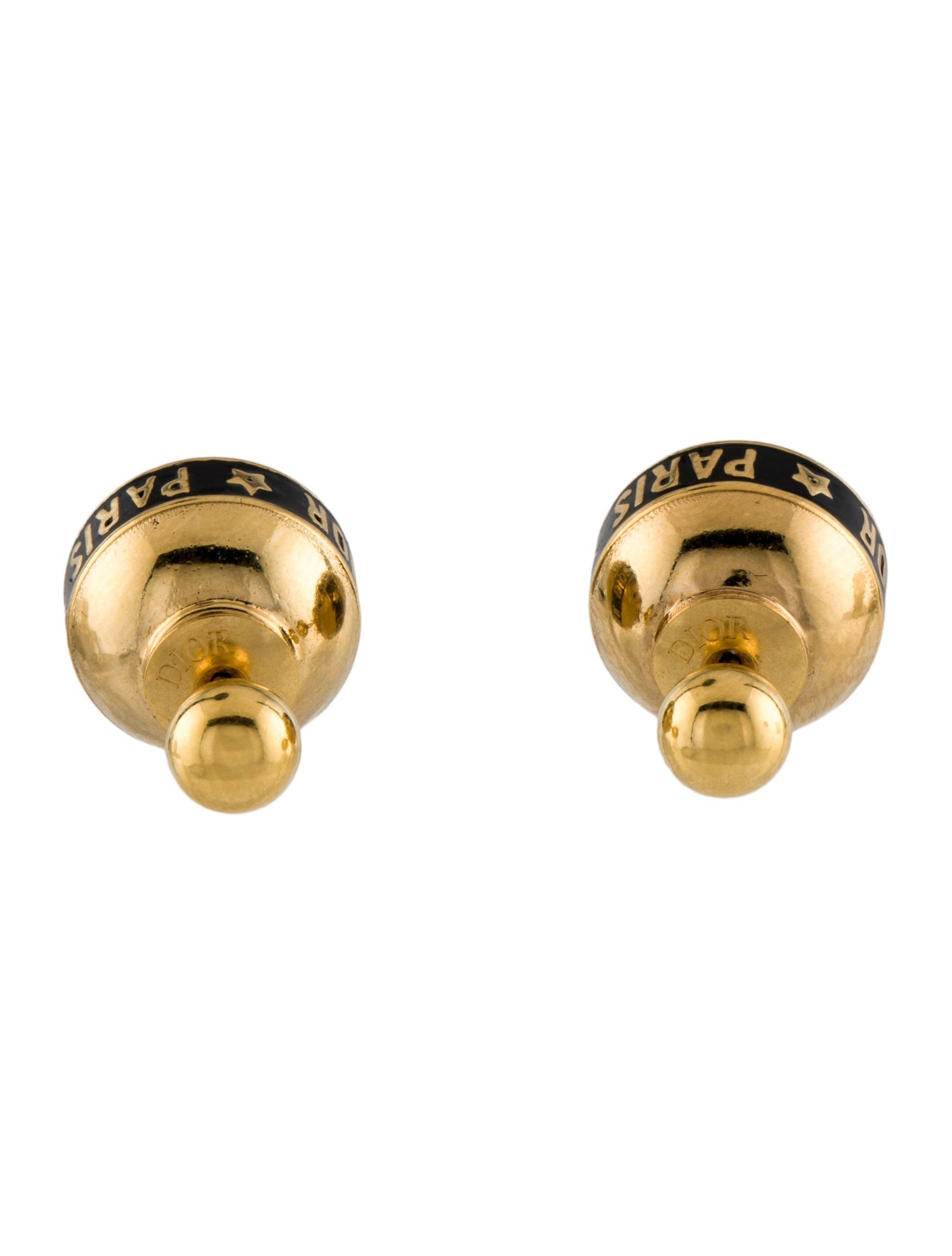 Christian Dior Enamel Logo Tribal Stud Earrings