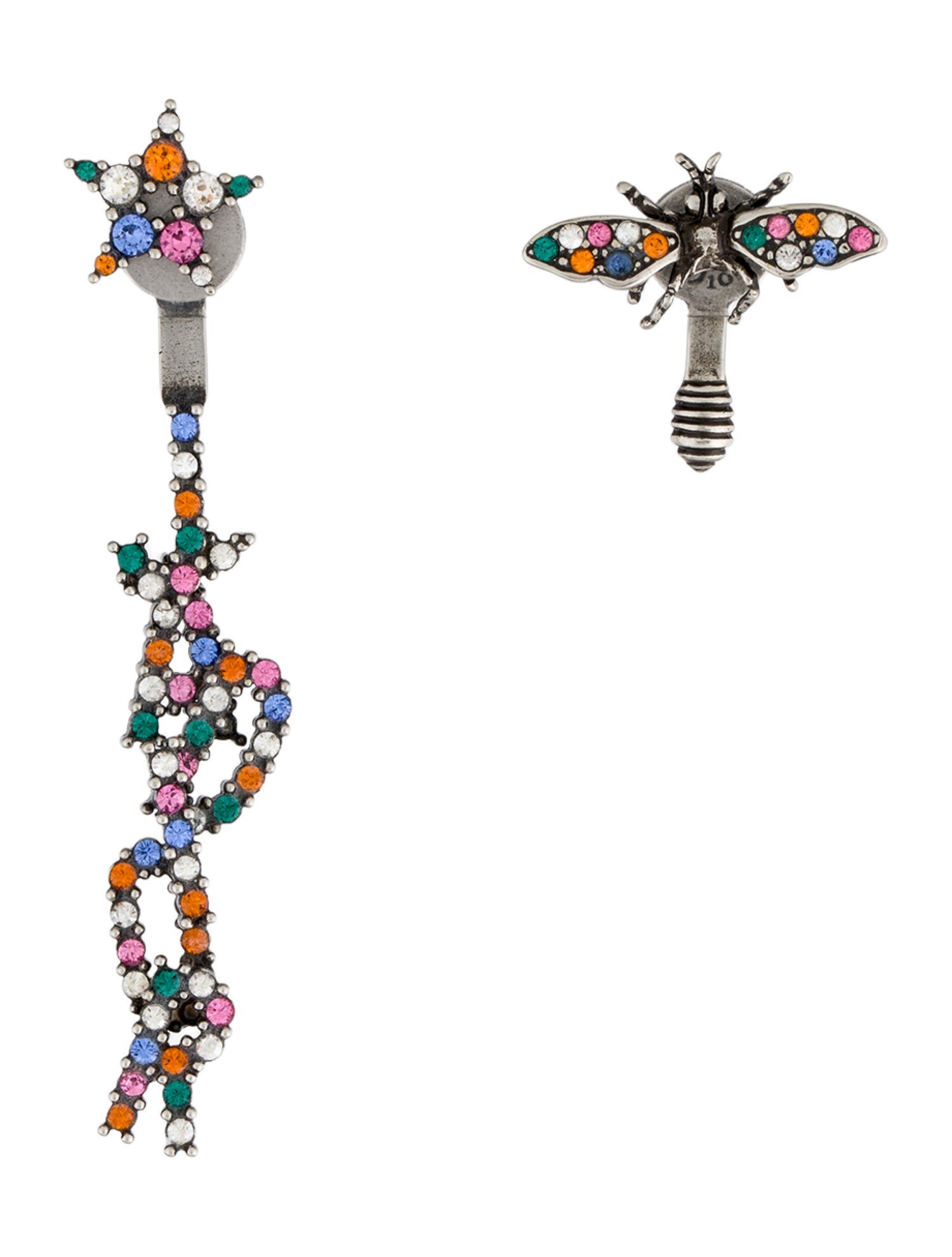 Christian Dior Crystal J'adior Asymmetrical Bee Earrings