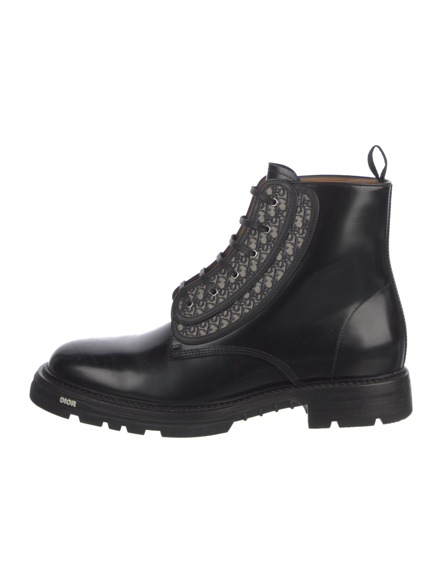 Christian Dior Oblique Jacquard Leather Combat Boots
