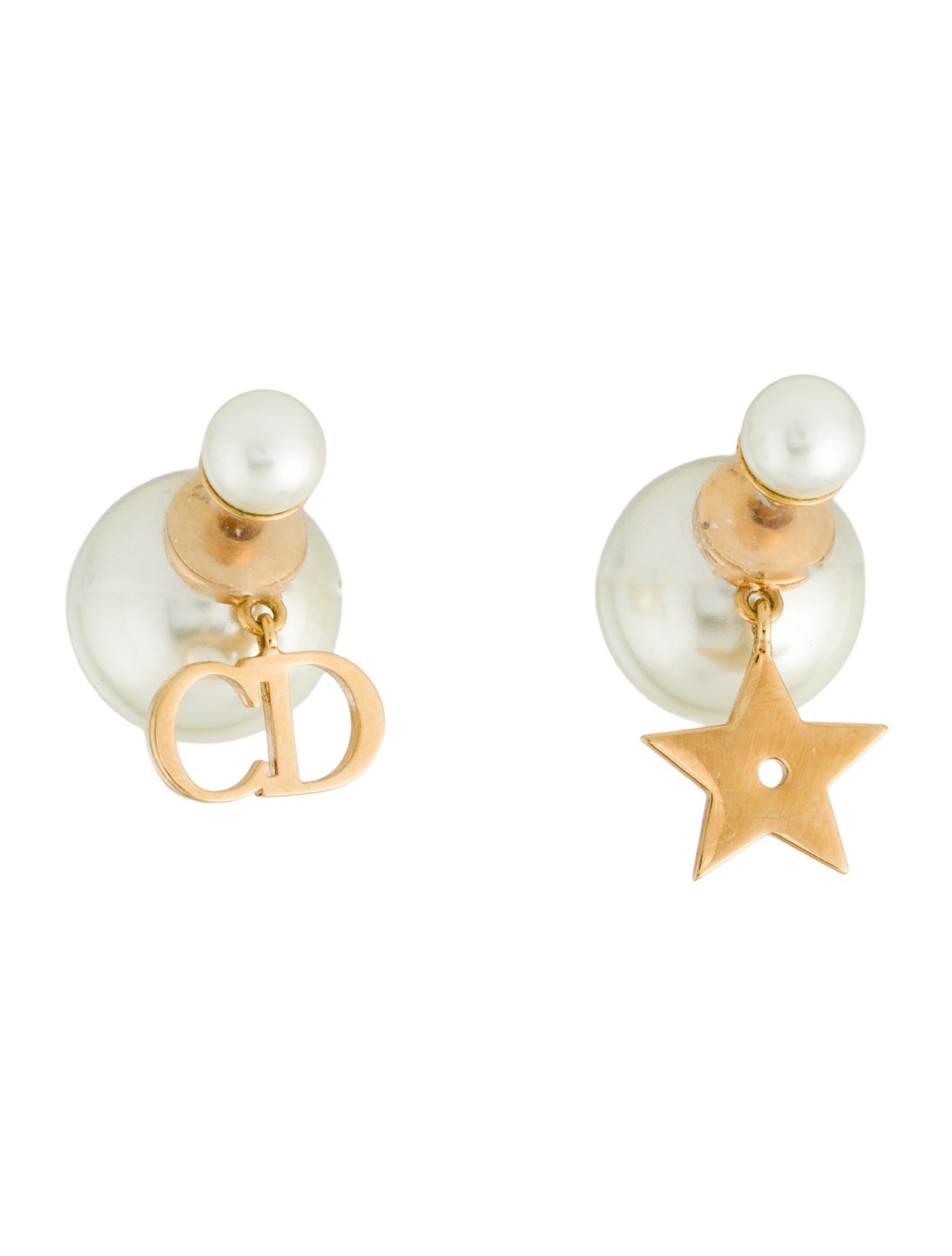 Christian Dior Faux Pearl Tribales Stud Earrings