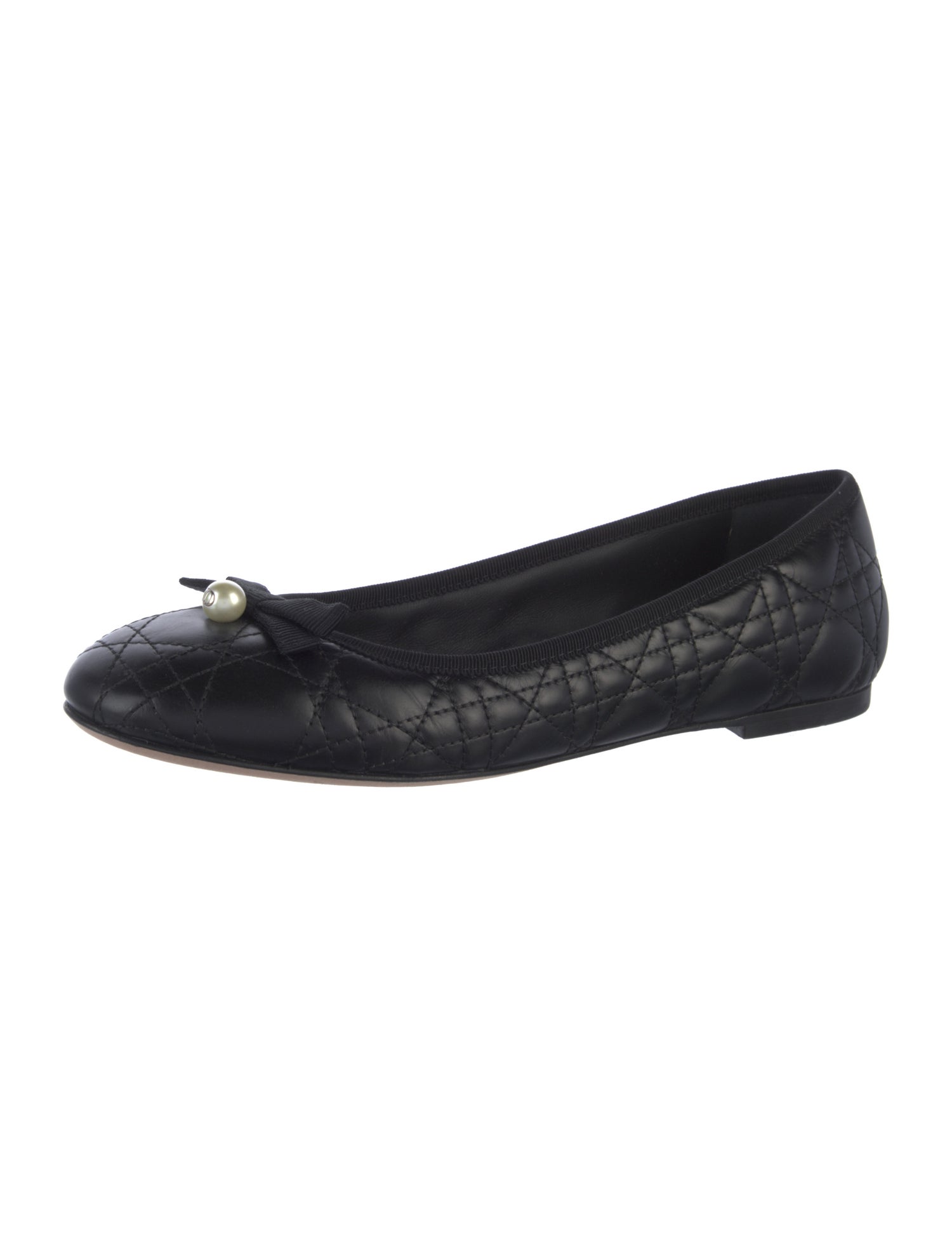 Faux Pearl Accents Leather Ballet Flats