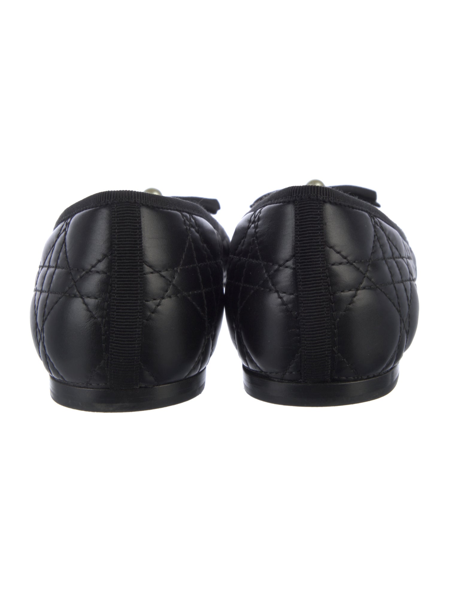 Faux Pearl Accents Leather Ballet Flats