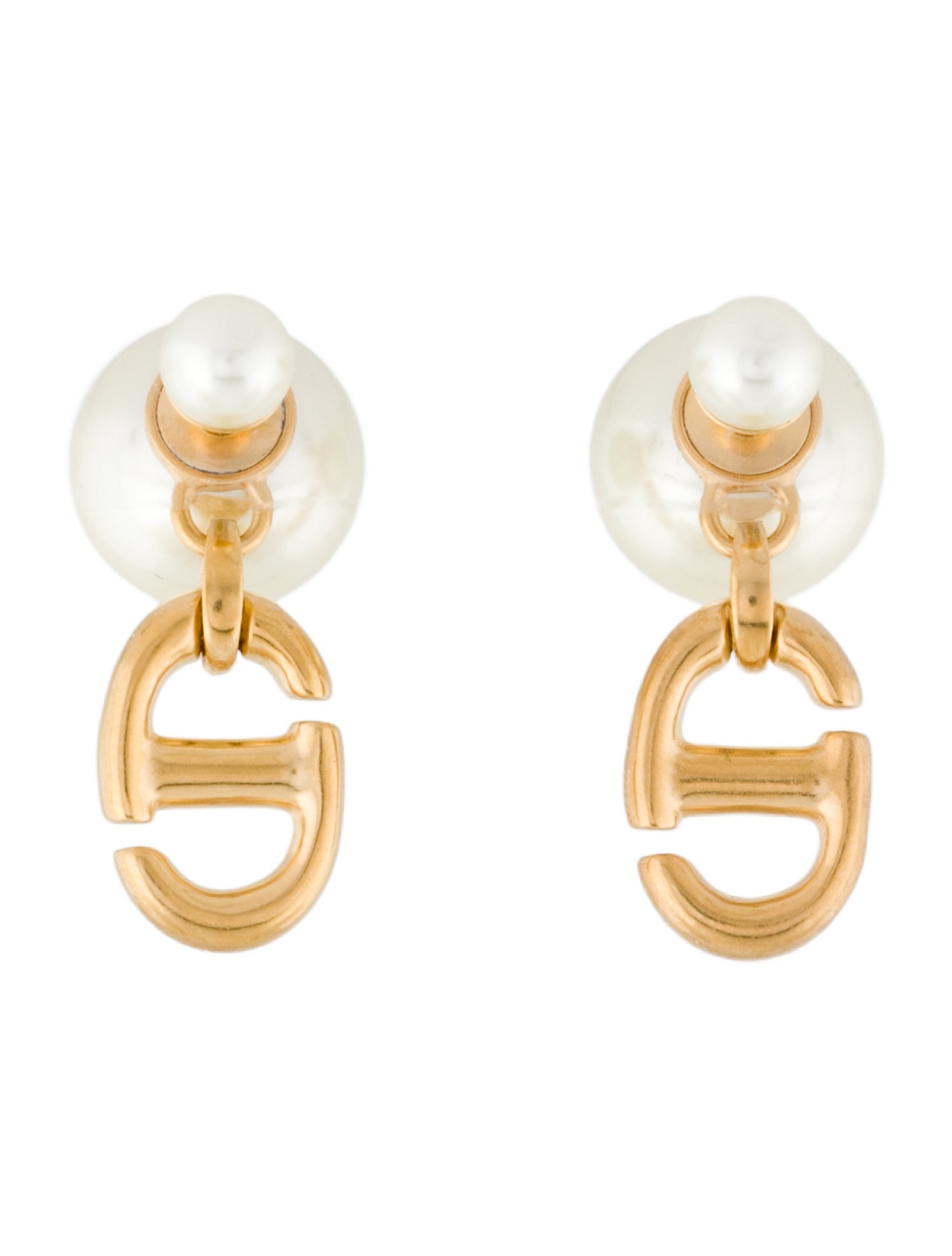 Christian Dior Faux Pearl Triables Earrings
