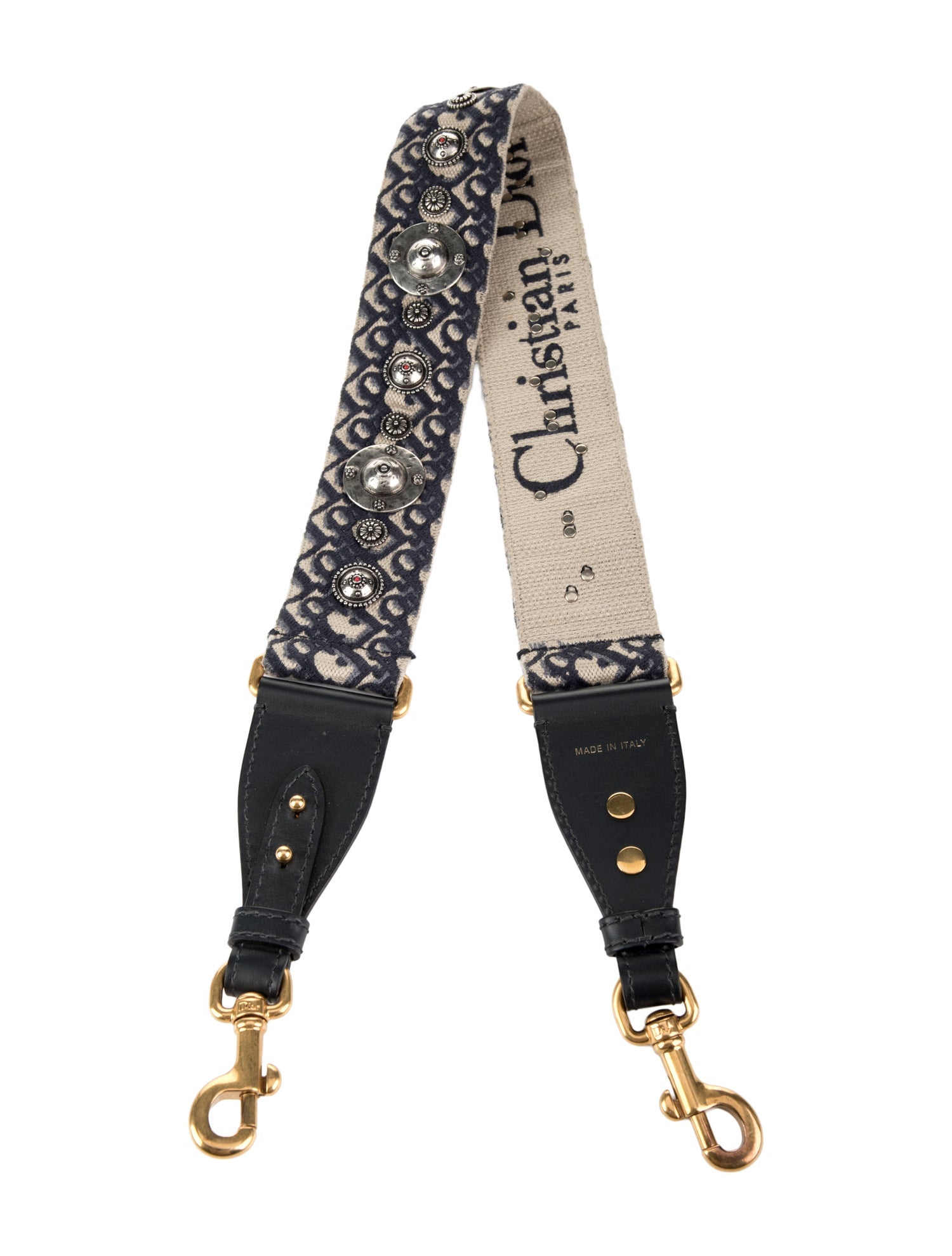 Christian Dior Gold Tone Canvas Bag Strap
