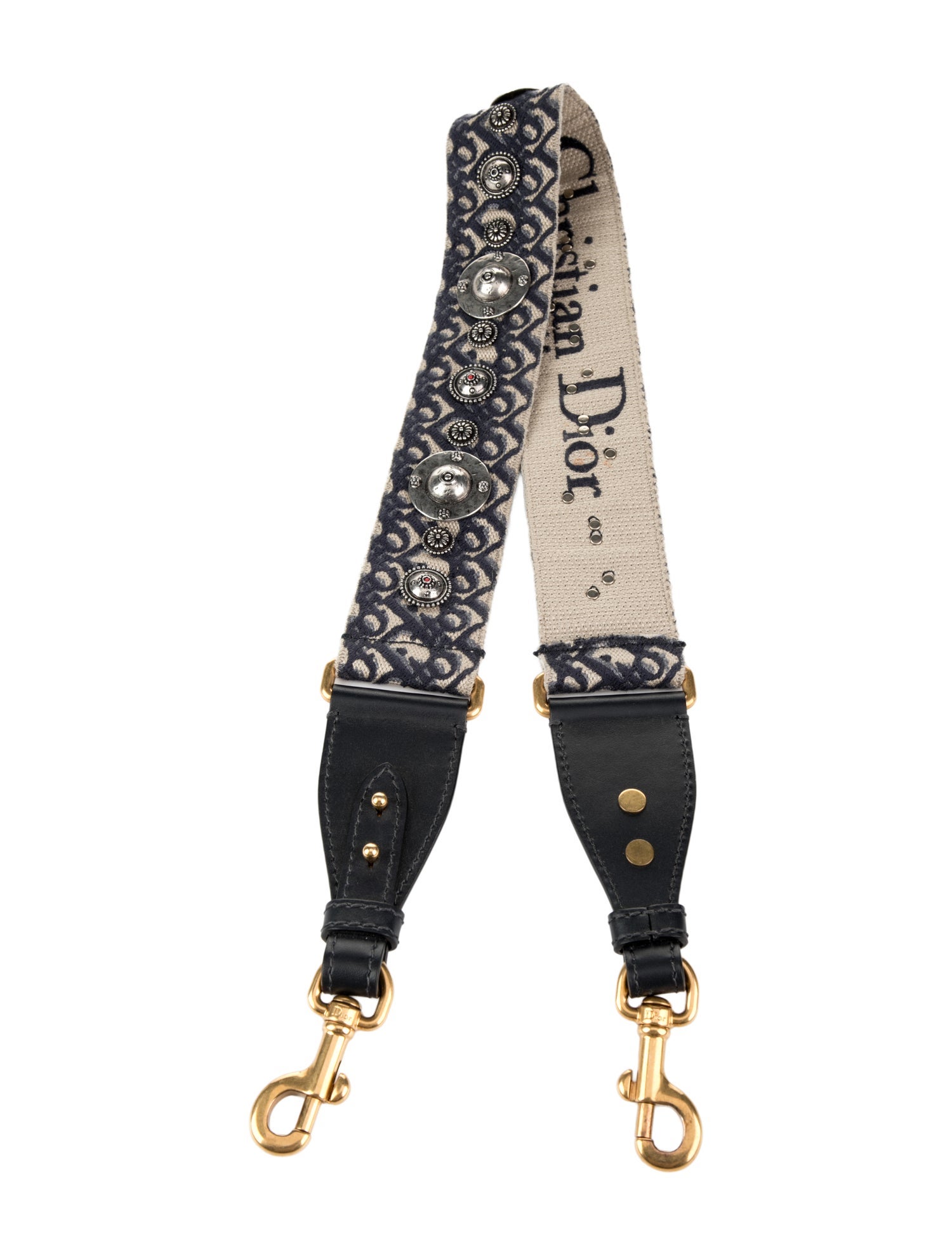 Christian Dior Gold Tone Canvas Bag Strap