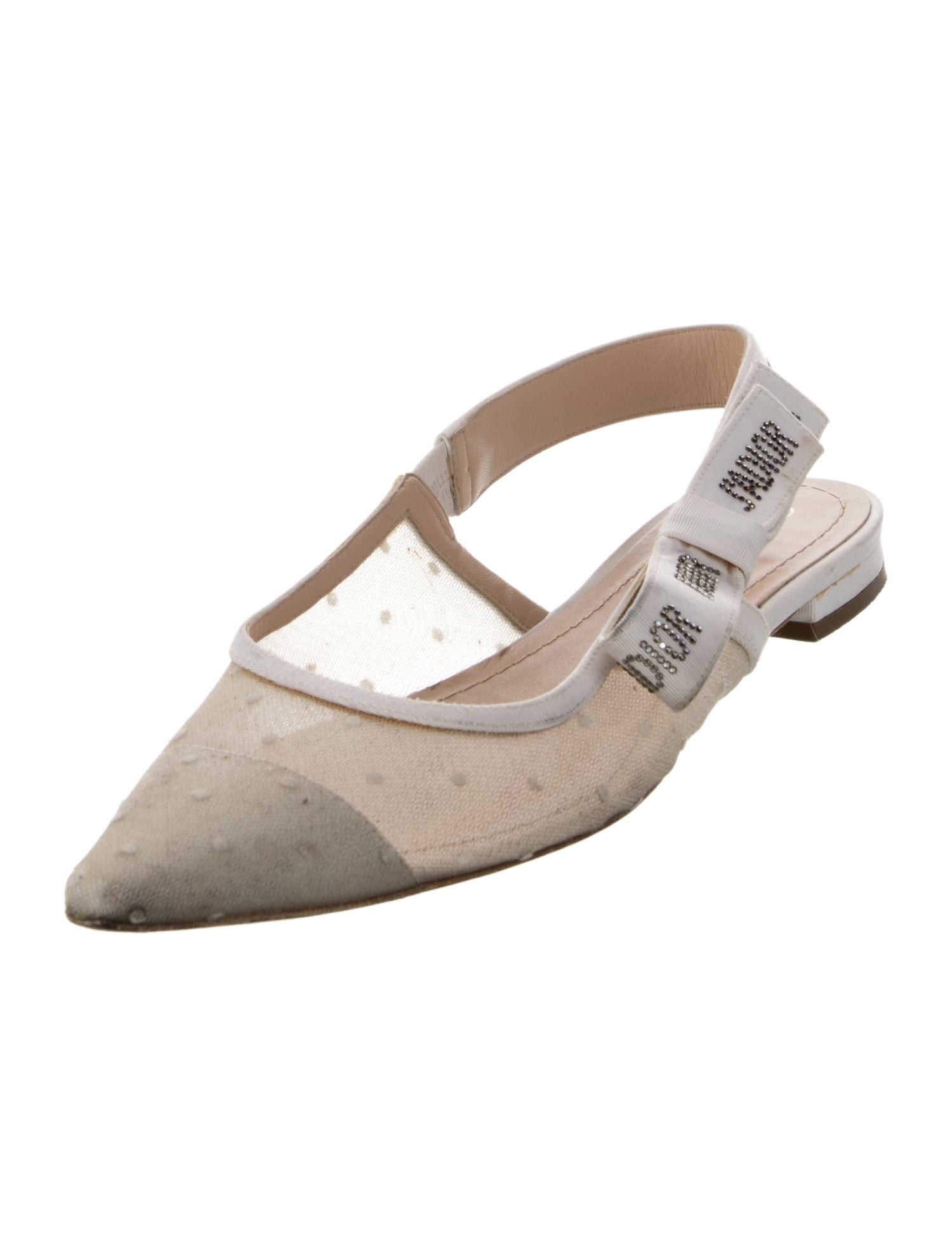 Christian Dior Mesh Printed Slingback Flats