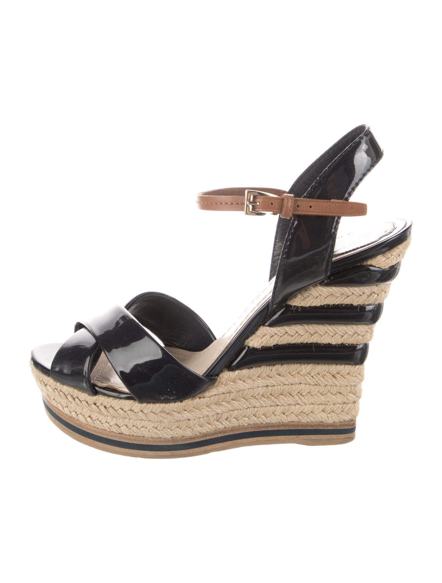 Christian Dior Patent Leather Colorblock Pattern Espadrilles