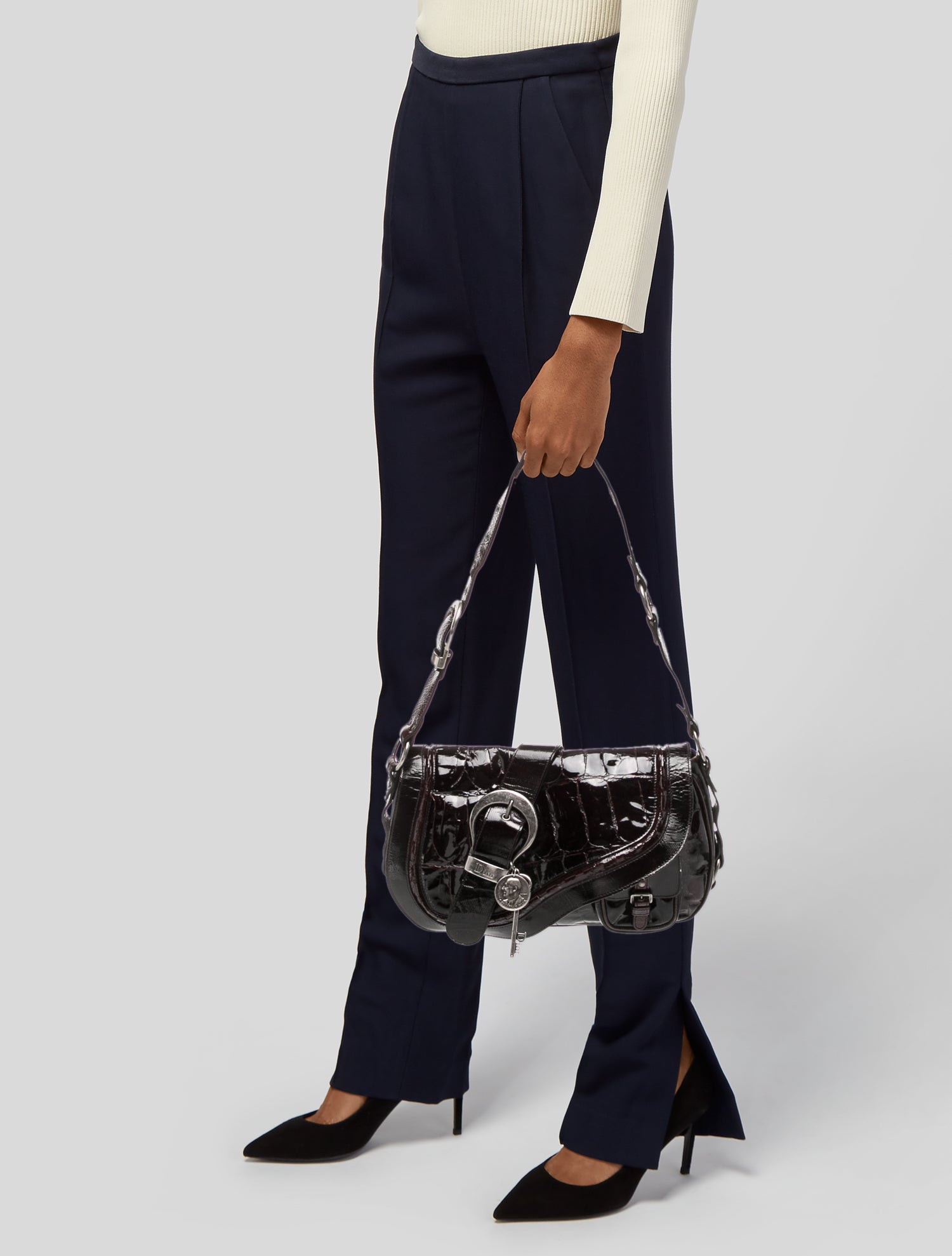 Christian Dior Embroidered Montaigne Chris 1947 Bag - Black Mini