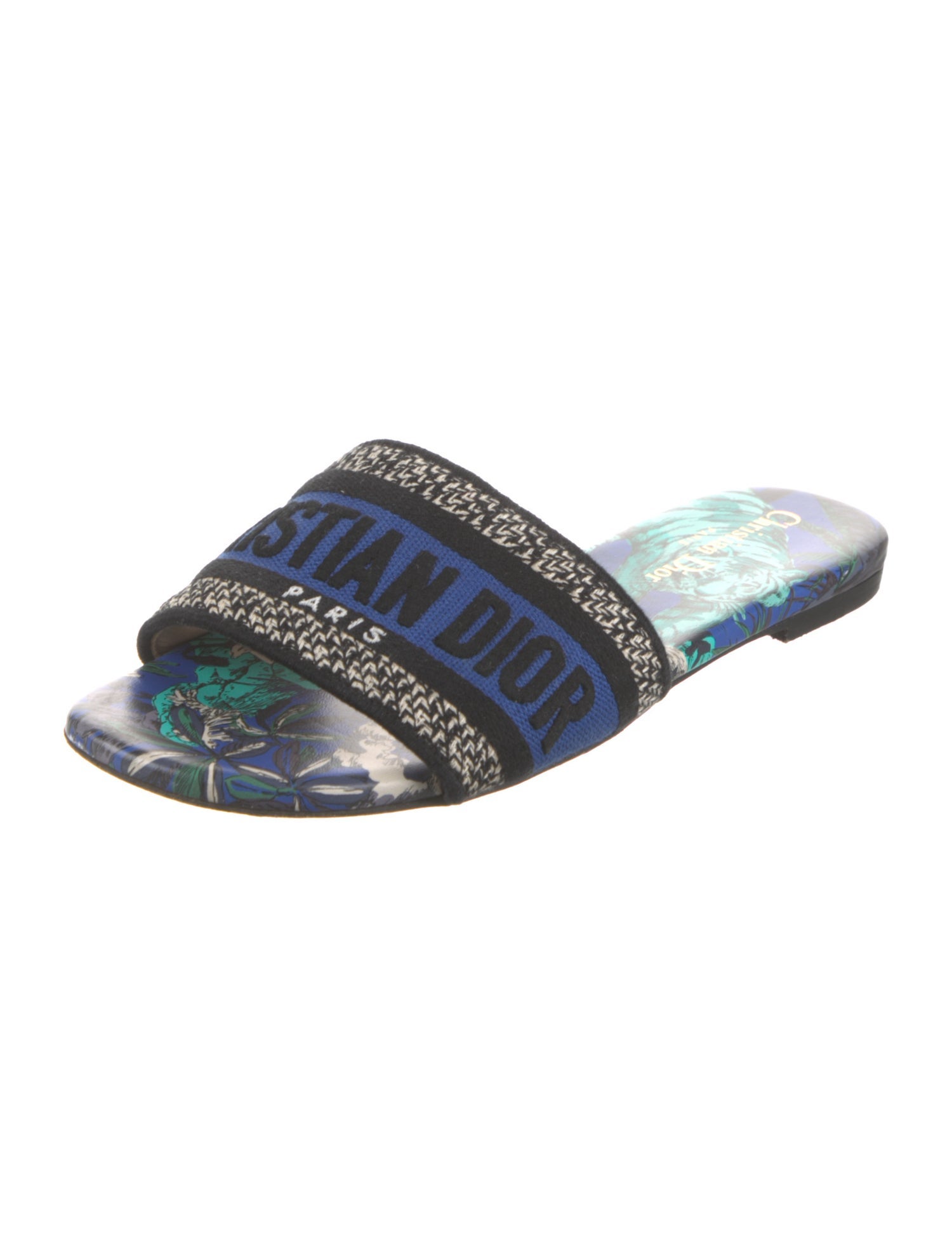 Christian Dior Printed Embroidered Accent Slides