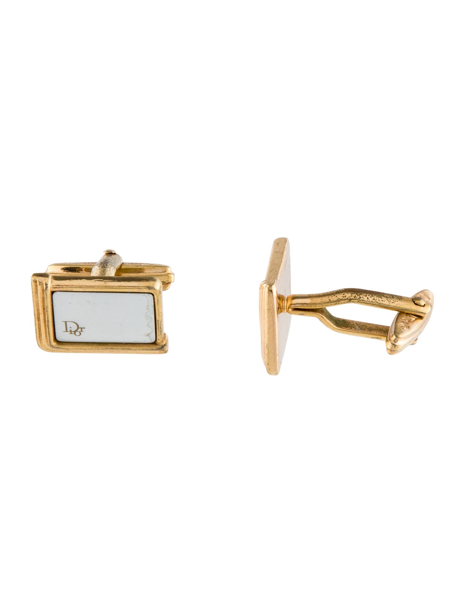 Christian Dior Vintage Two-Tone Logo Cufflinks