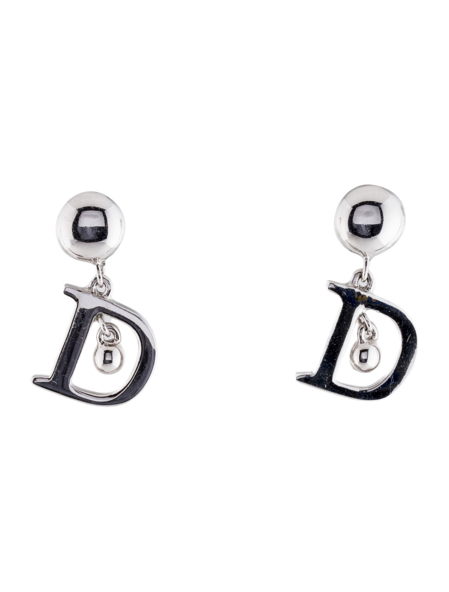 Christian Dior D Drop Earrings