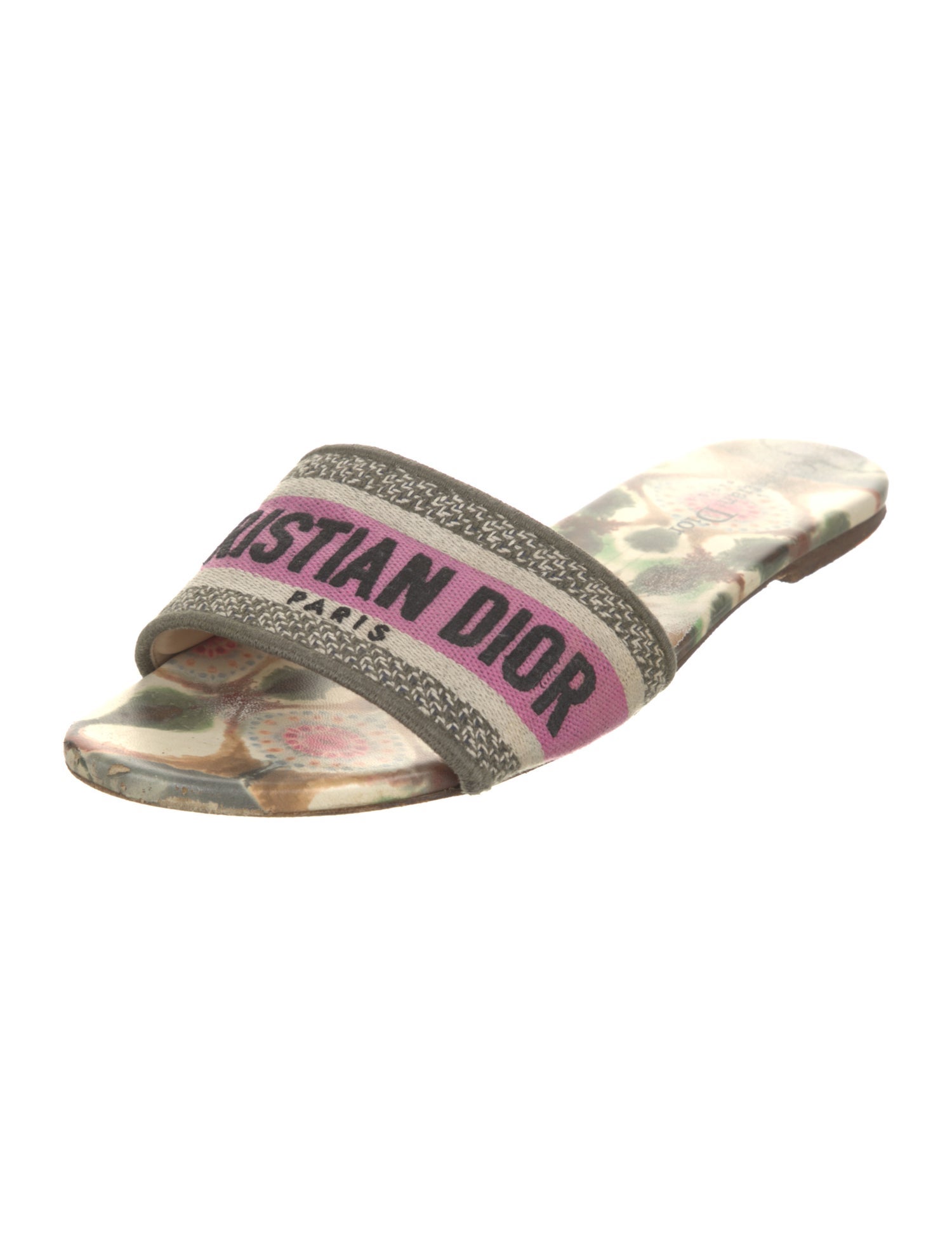 Christian Dior Printed Embroidered Accent Slides