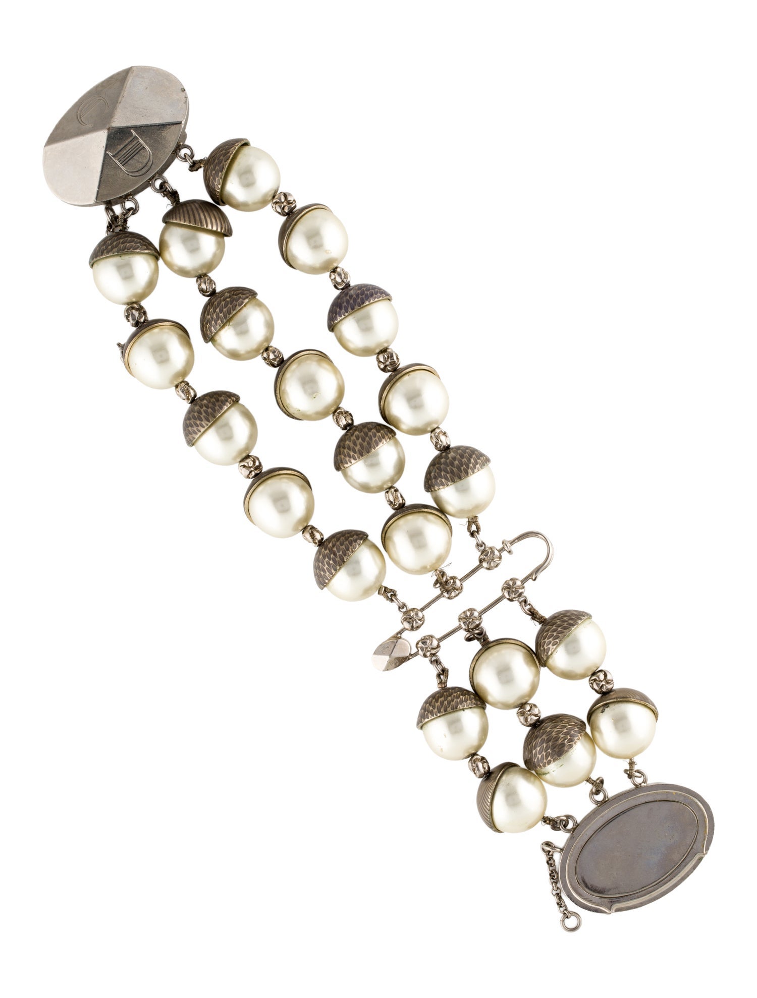 Christian Dior Faux Pearl Link Bracelet
