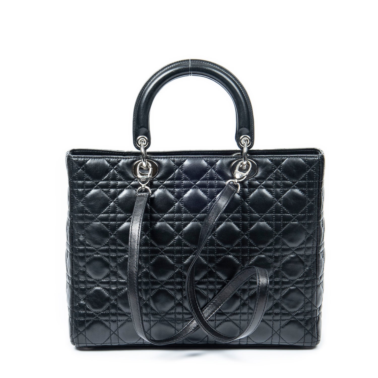Diorバッグ Christian Dior Leather Large Lady Dior Zip - Black Handle Bags