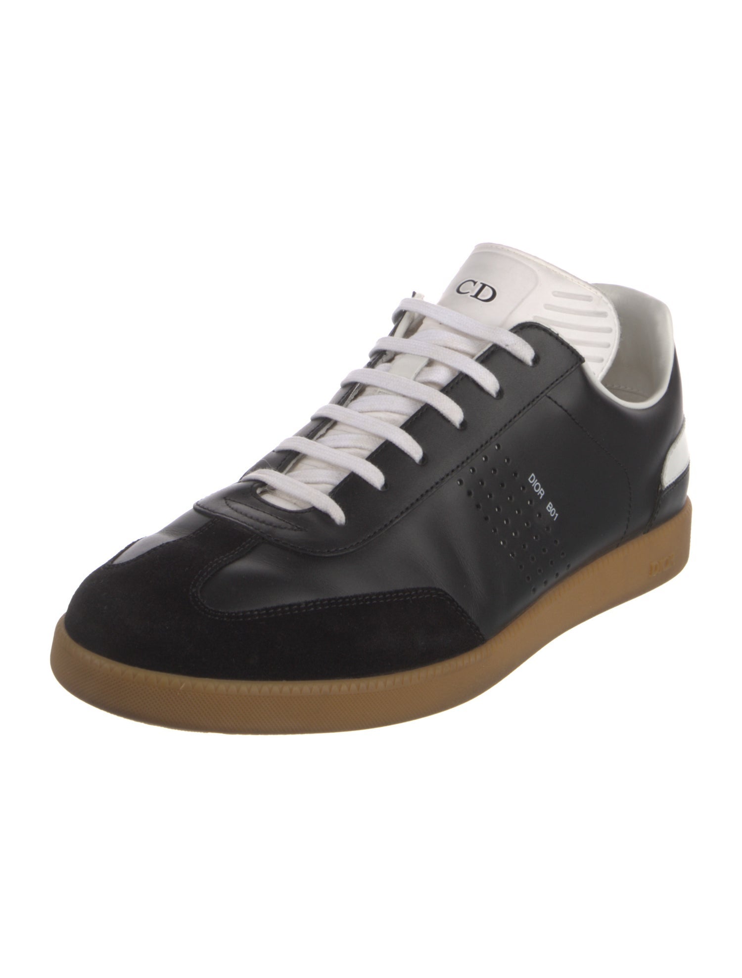 DIOR MEN Leather Colorblock Pattern Sneakers