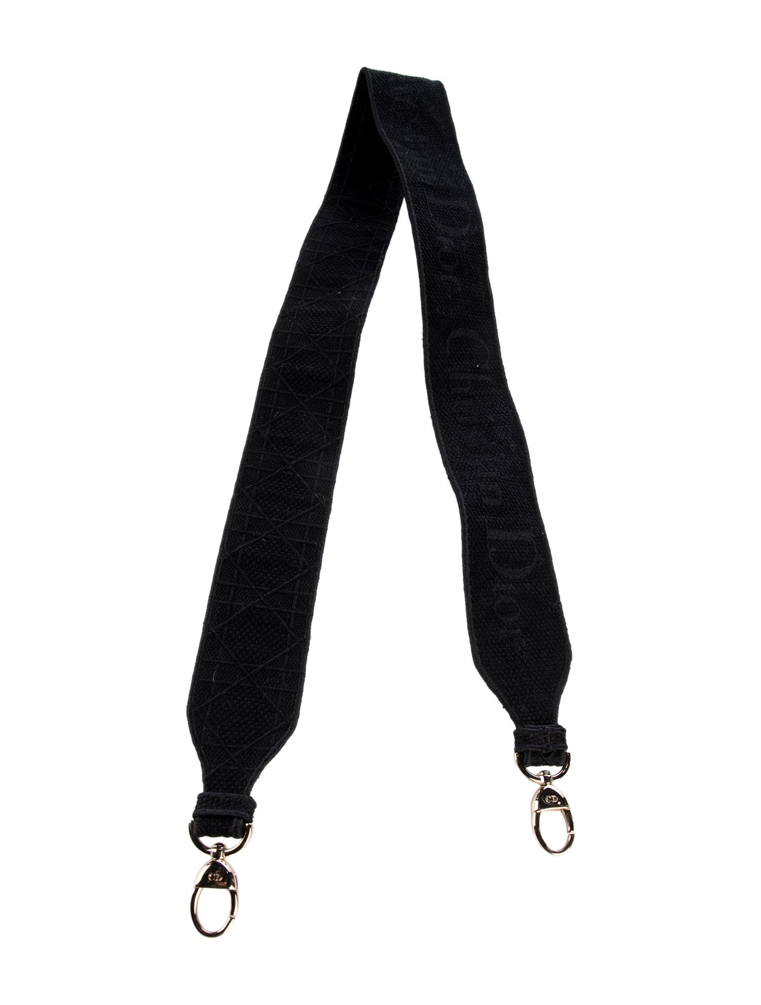 Christian Dior Black canvas bag strap with gold clasps