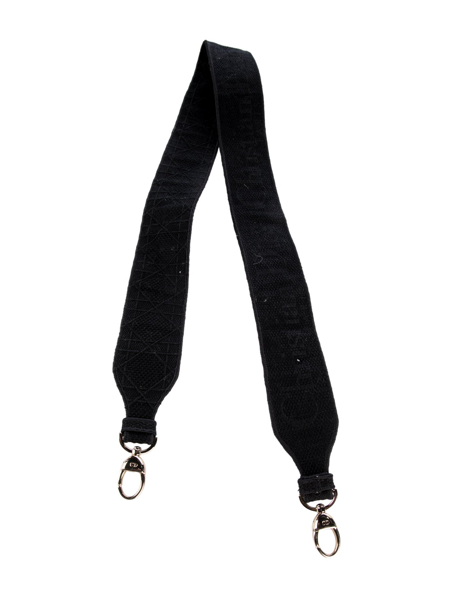Christian Dior Black canvas bag strap with gold clasps
