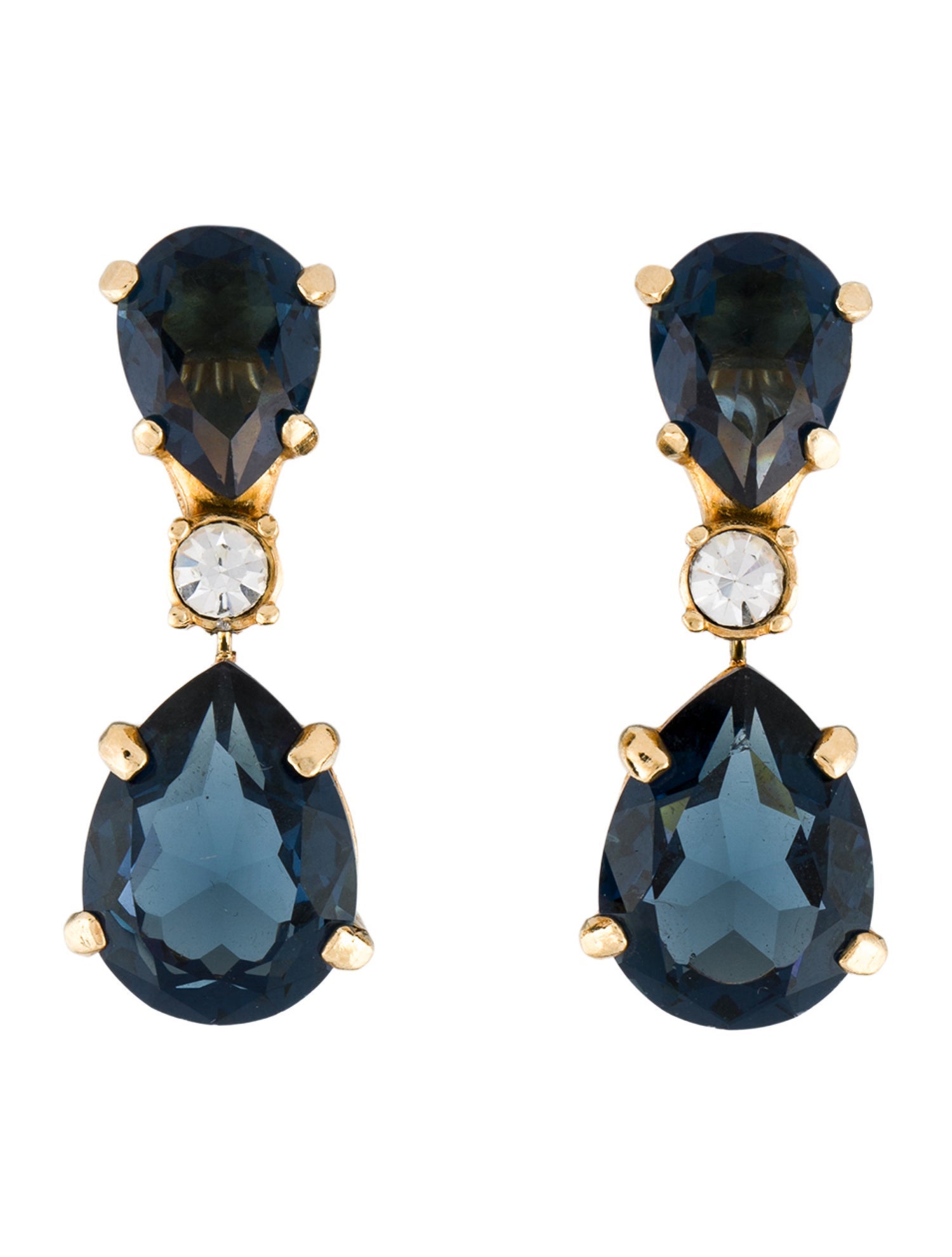 Christian Dior Vintage Crystal Clip-On Drop Earrings