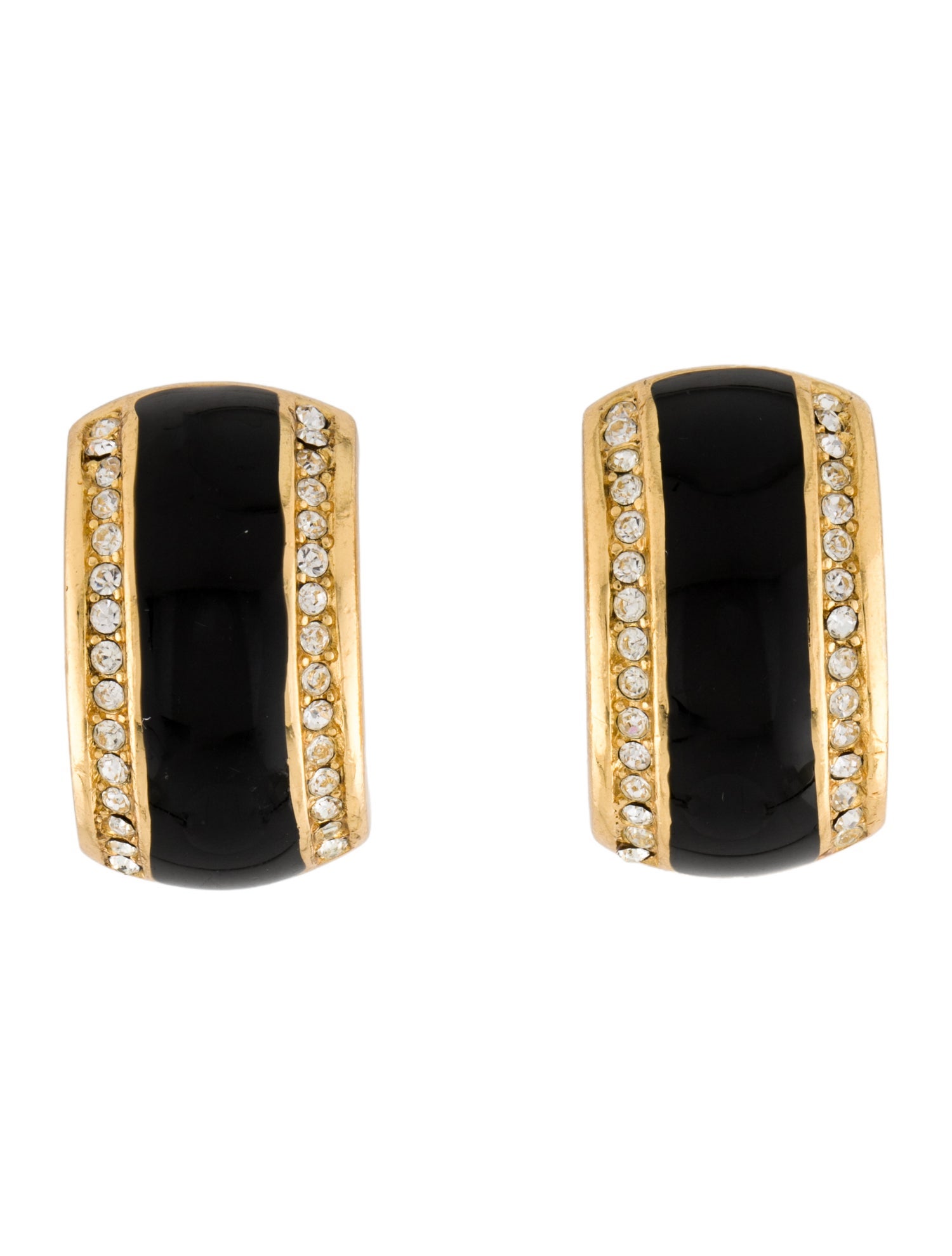 Christian Dior Vintage Crystal & Enamel Clip-On Earrings