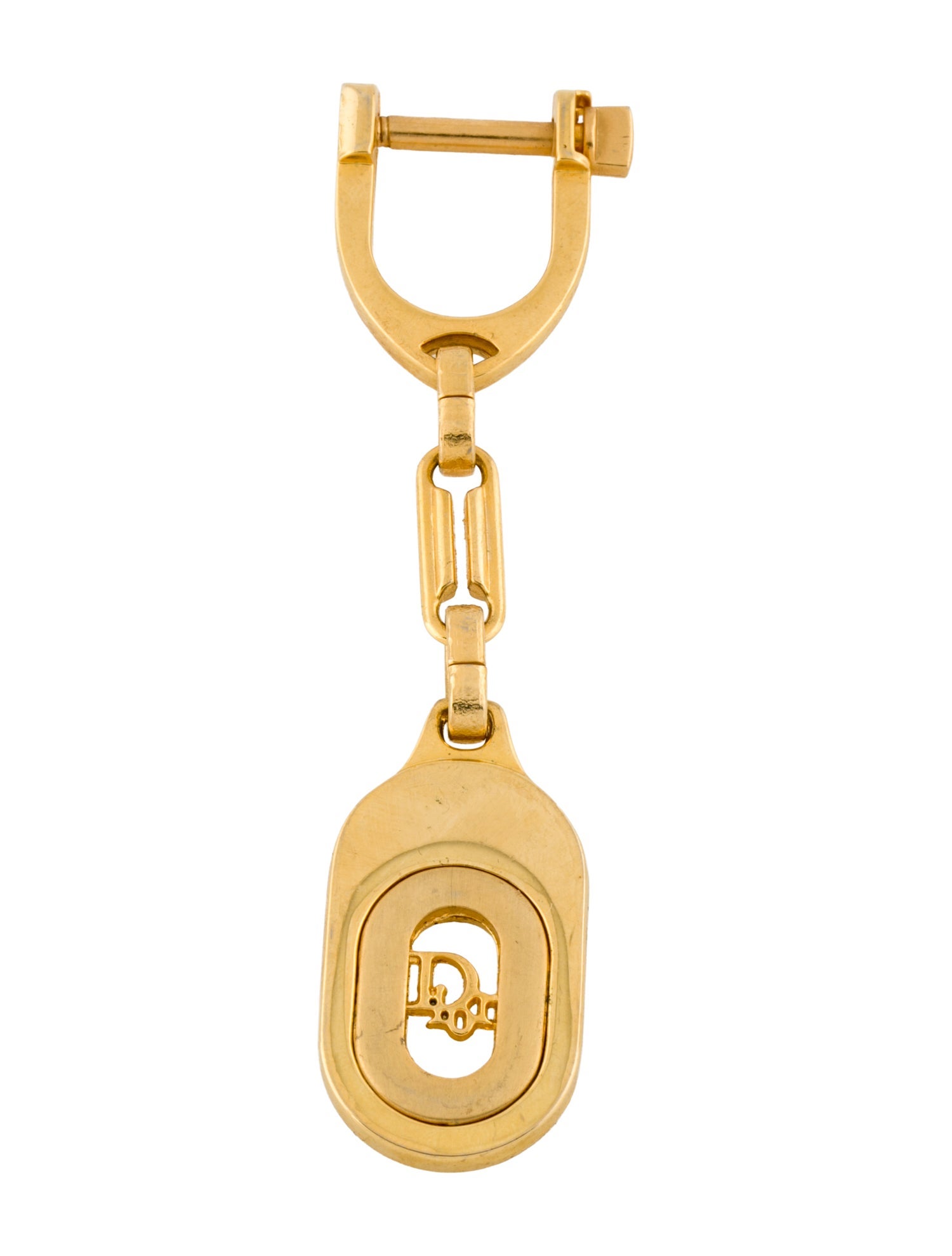 Christian Dior Vintage Trotter Logo Metal Keychain