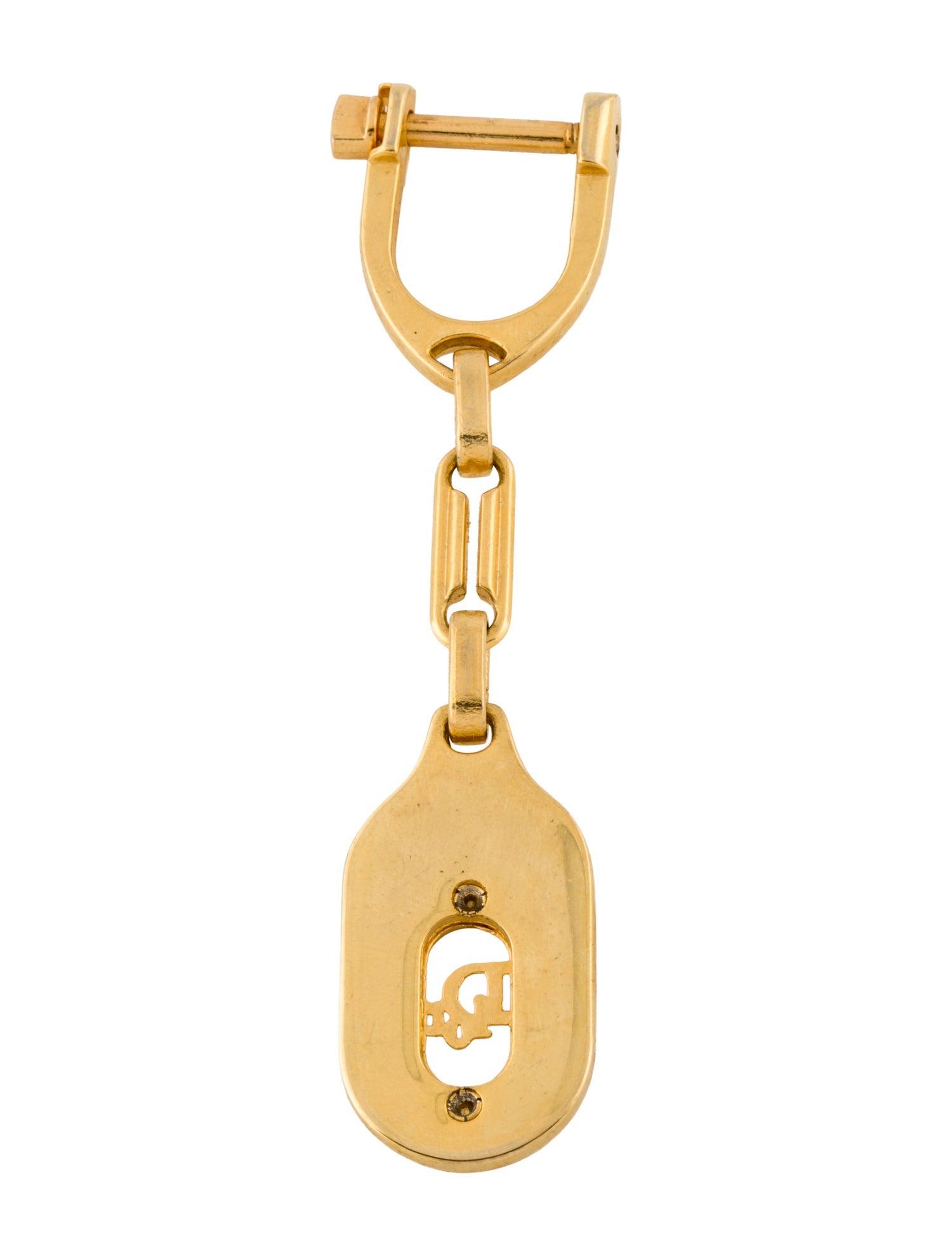 Christian Dior Vintage Trotter Logo Metal Keychain