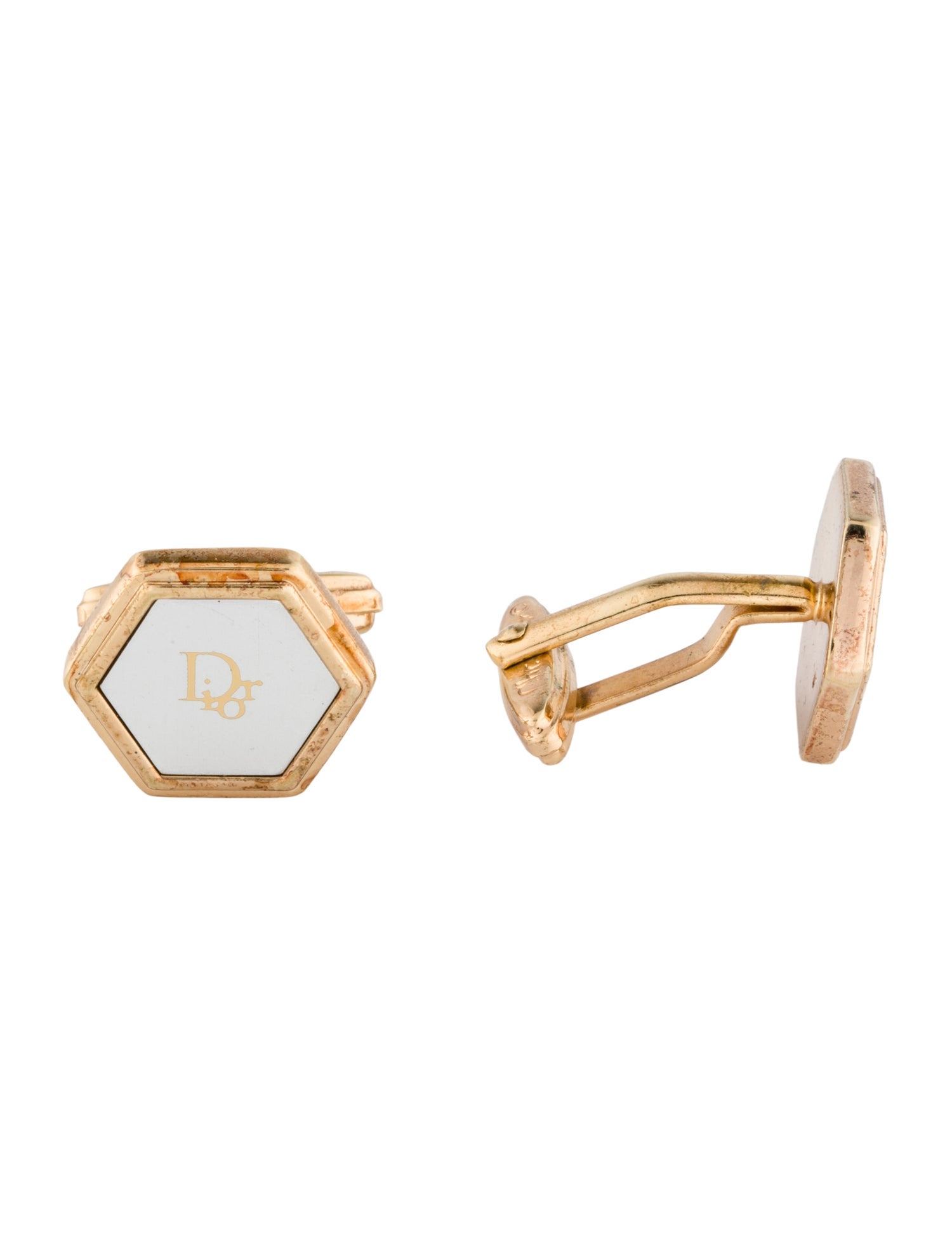Christian Dior Vintage Two-Tone Logo Cufflinks