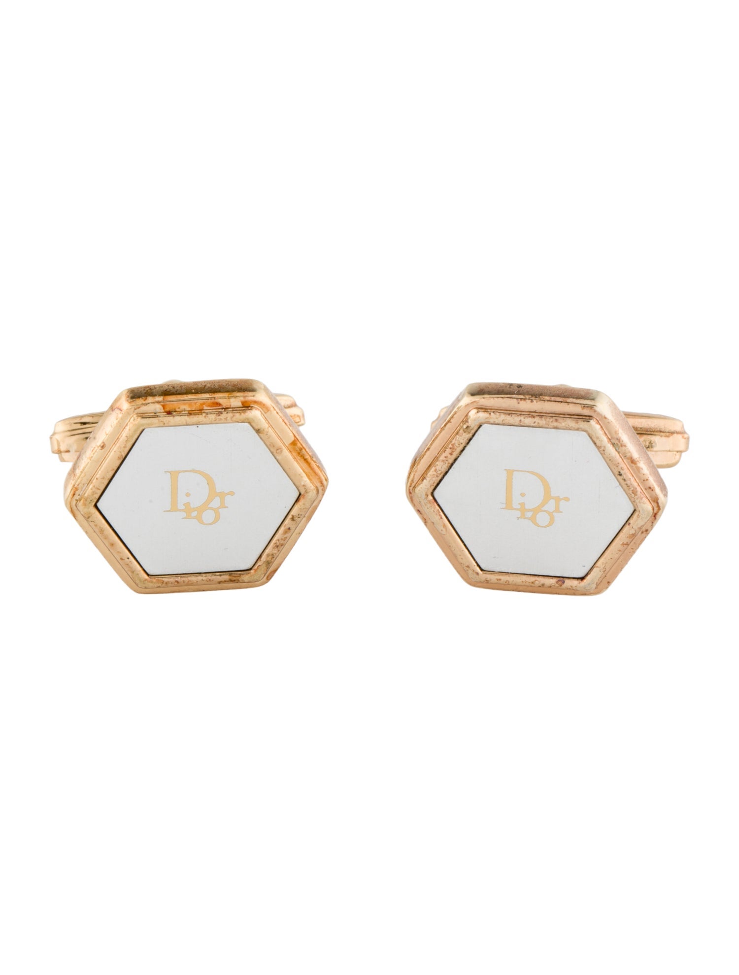 Christian Dior Vintage Two-Tone Logo Cufflinks