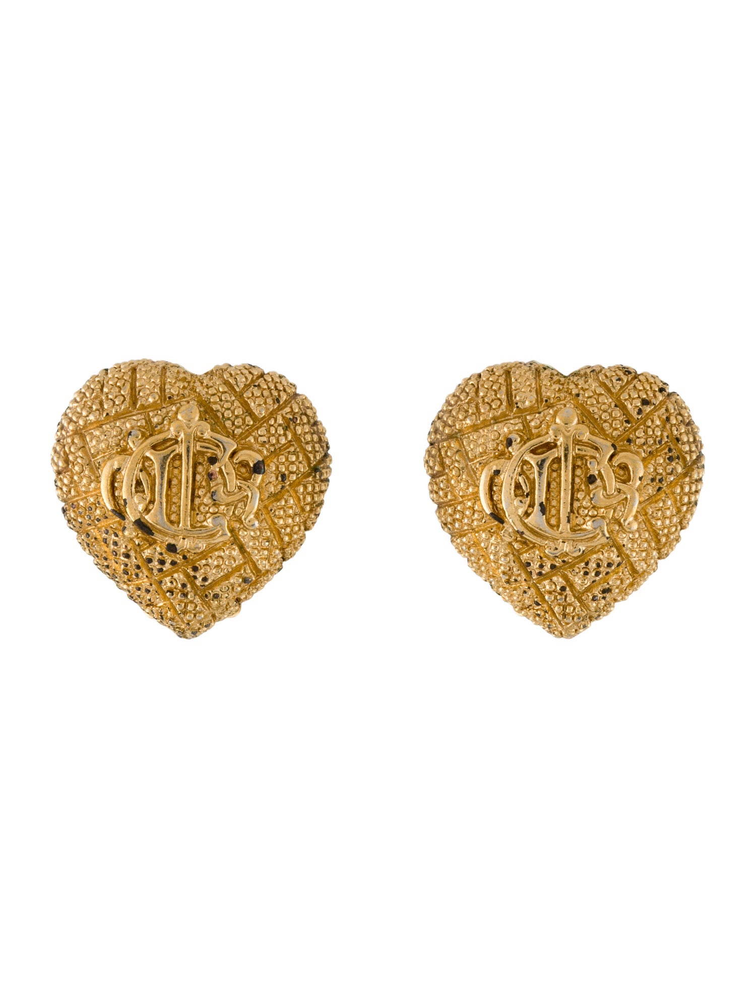 Christian Dior Vintage Heart Clip-On Earrings
