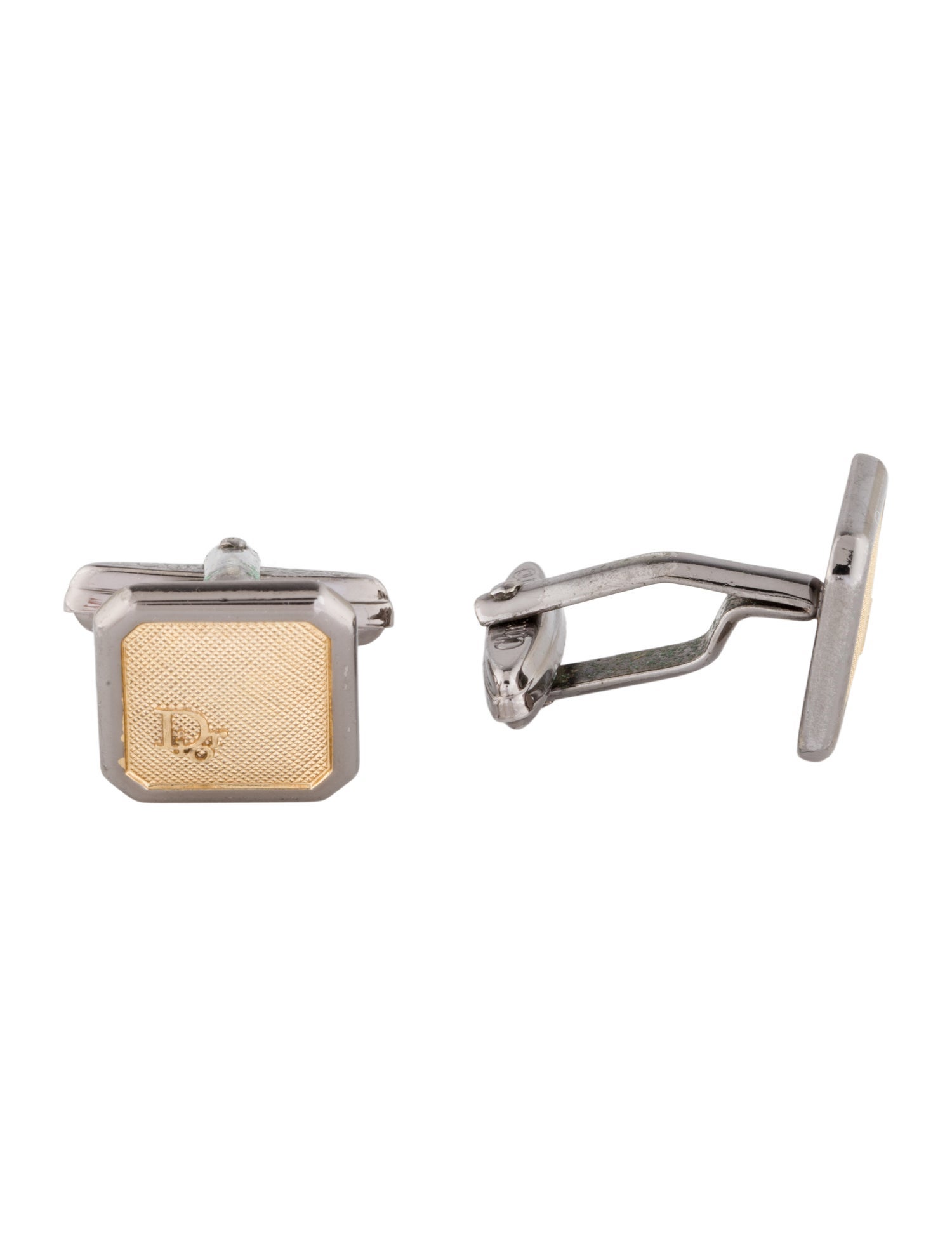 Christian Dior Vintage Two-Tone Logo Cufflinks