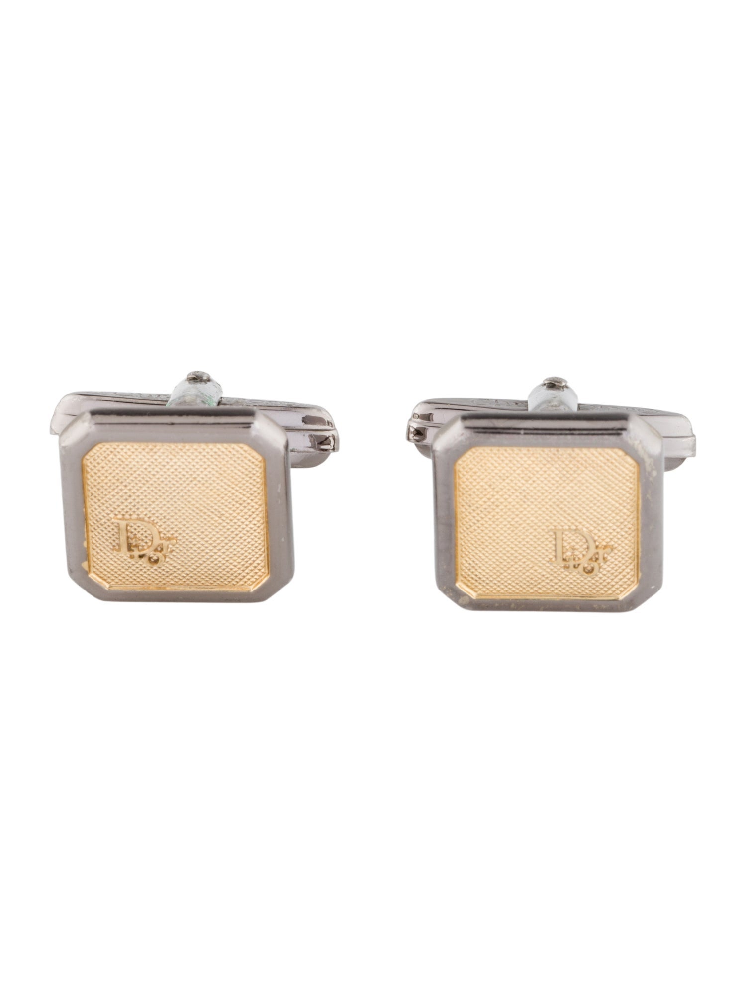 Christian Dior Vintage Two-Tone Logo Cufflinks