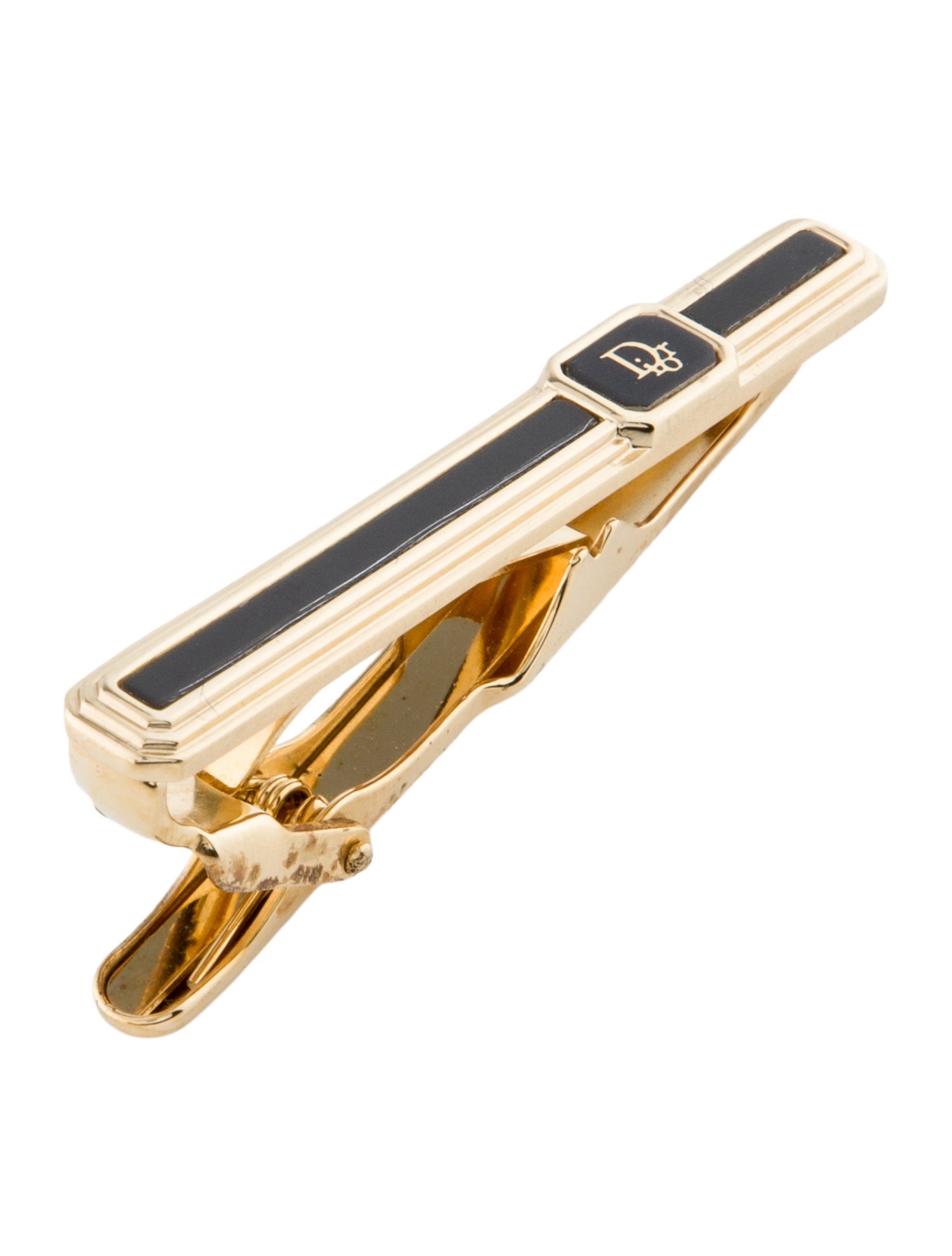 Christian Dior Vintage Resin Logo Tie Clip
