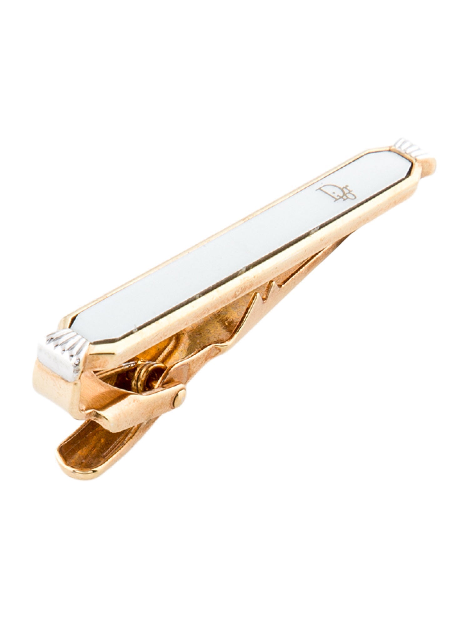 Christian Dior Vintage Two-Tone Logo Tie Clip