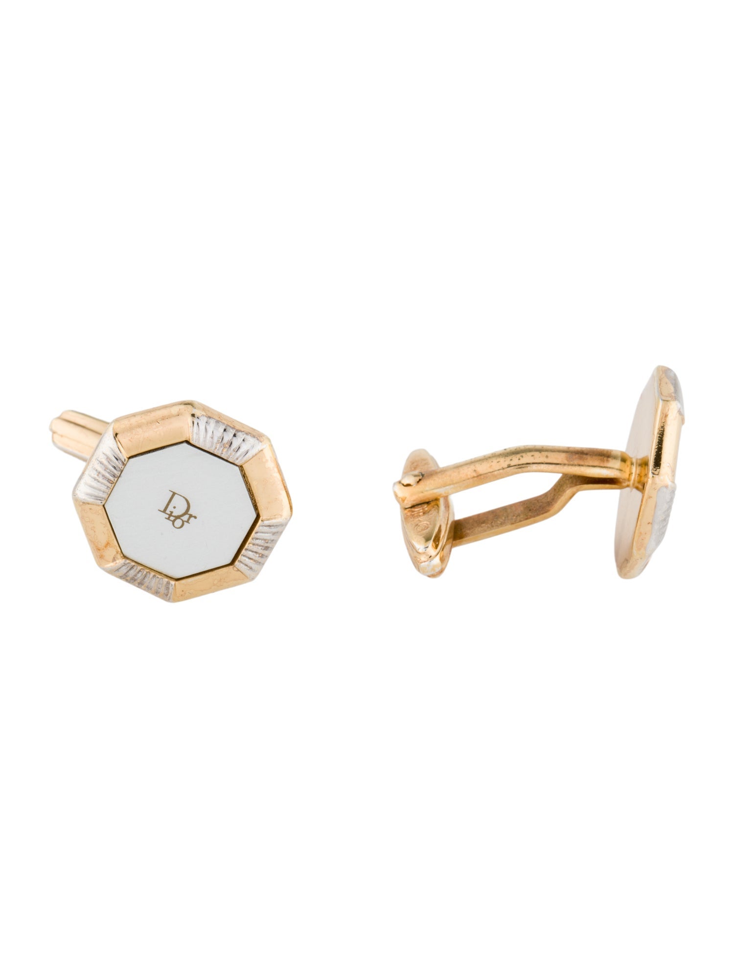 Christian Dior Vintage Two-Tone Logo Cufflinks