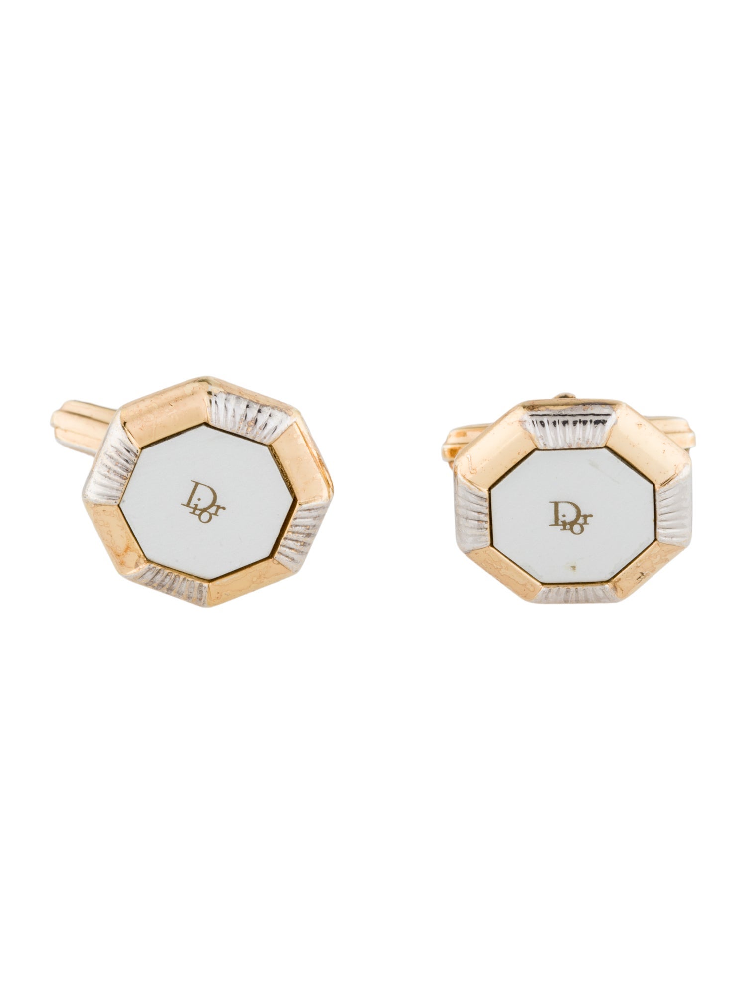 Christian Dior Vintage Two-Tone Logo Cufflinks