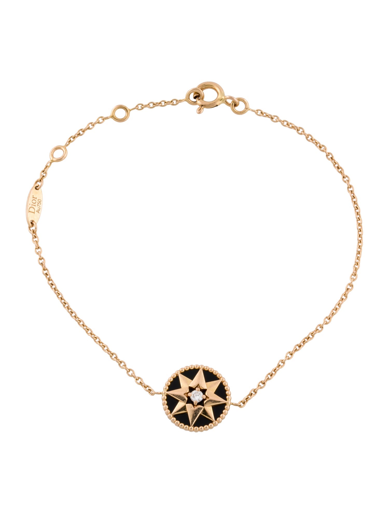 Christian Dior 18K Onyx & Diamond Rose des Vents Bracelet