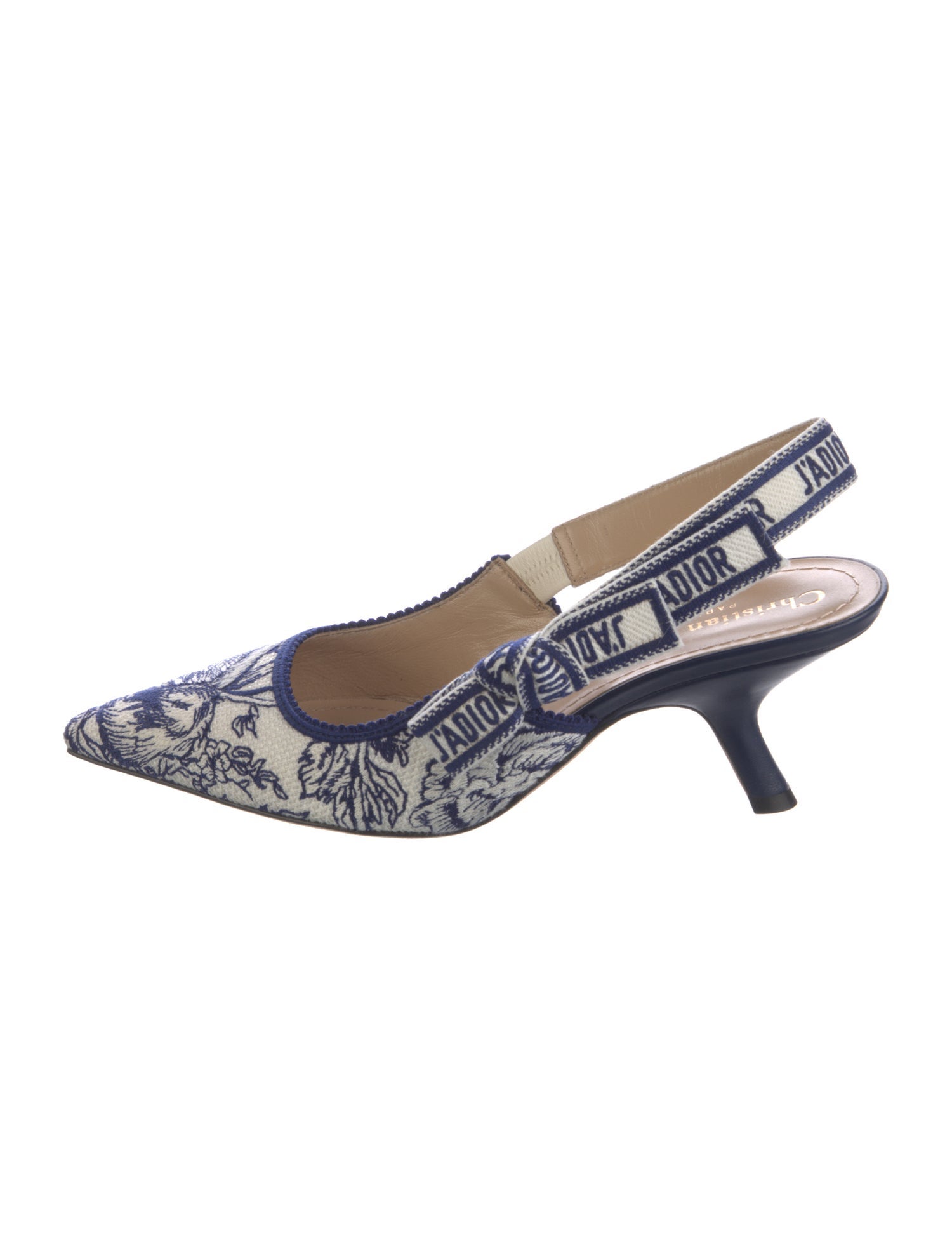 Christian Dior Canvas Printed Slingback Pumps