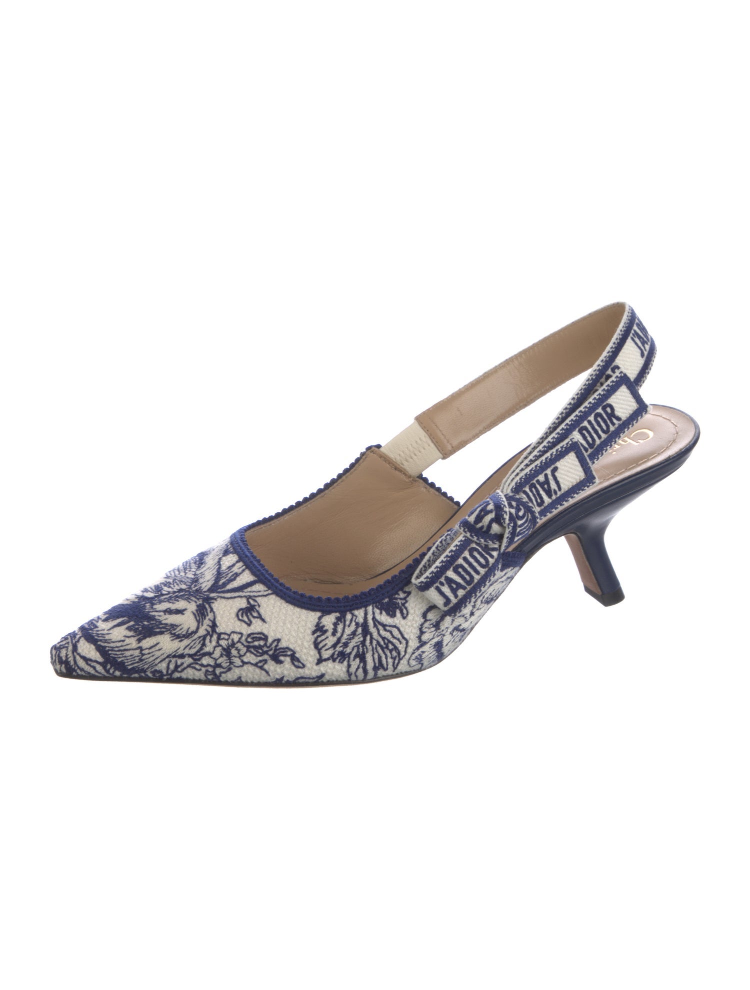 Christian Dior Canvas Printed Slingback Pumps