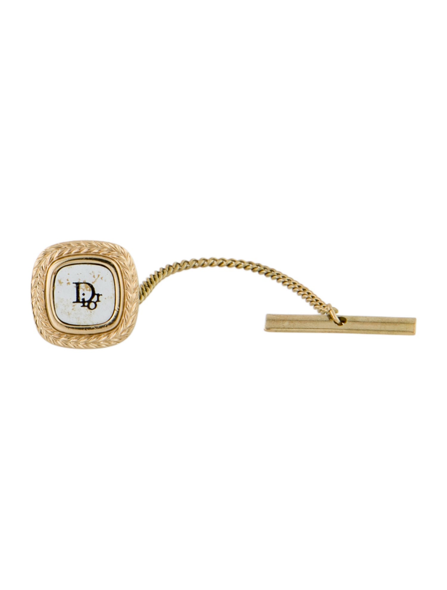Christian Dior Logo Chain Pin Brooch