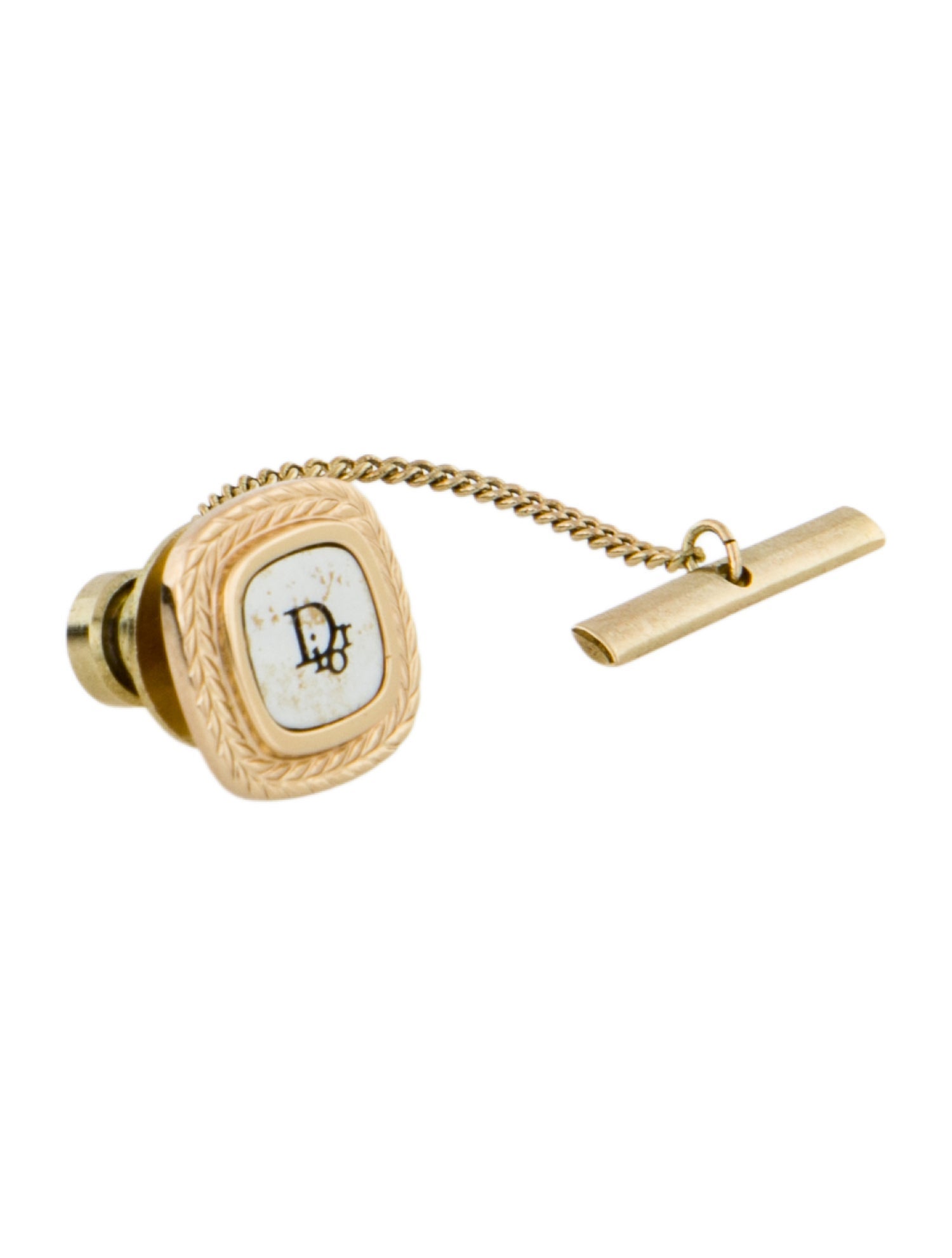 Christian Dior Logo Chain Pin Brooch