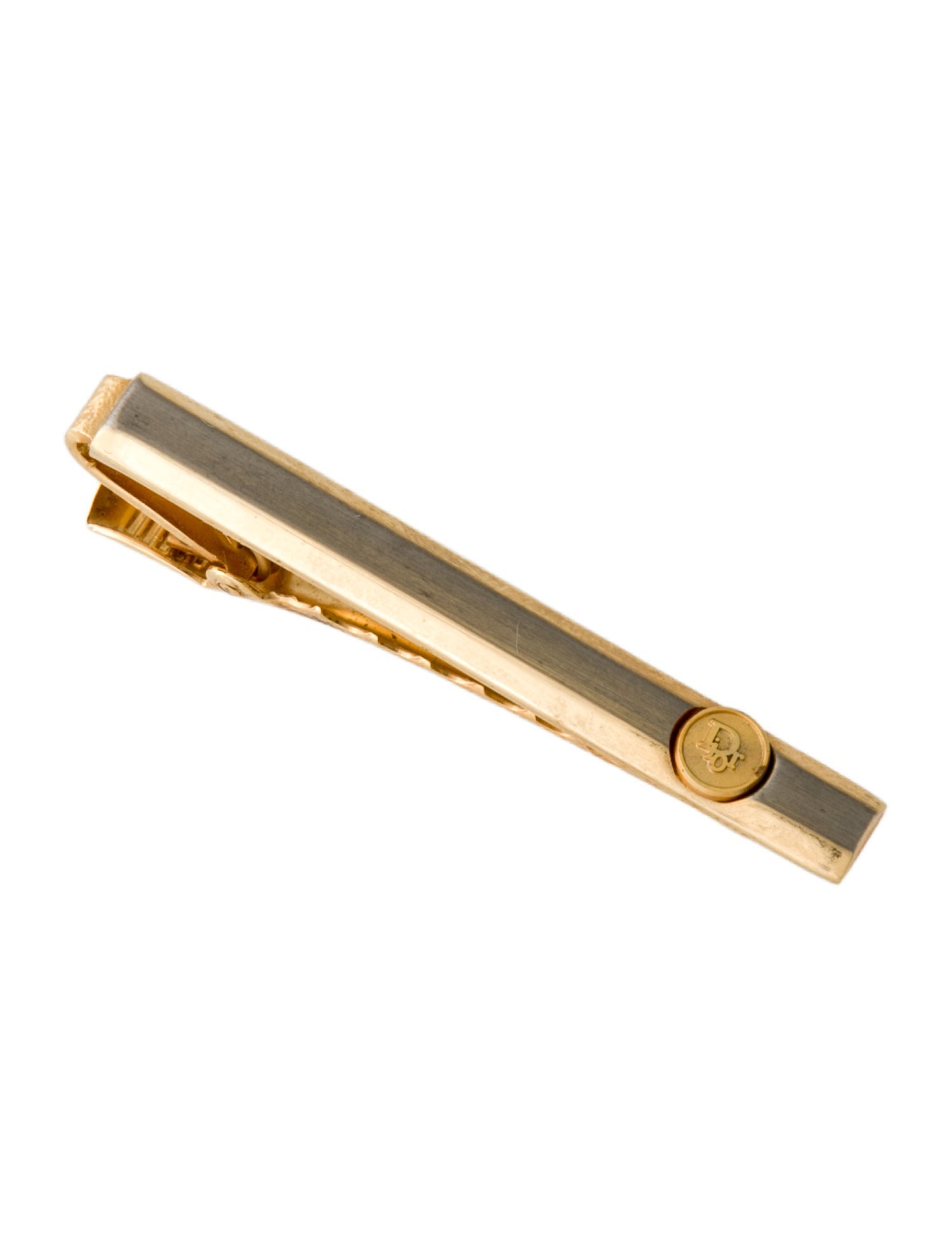Christian Dior Vintage Two-Tone Logo Tie Clip