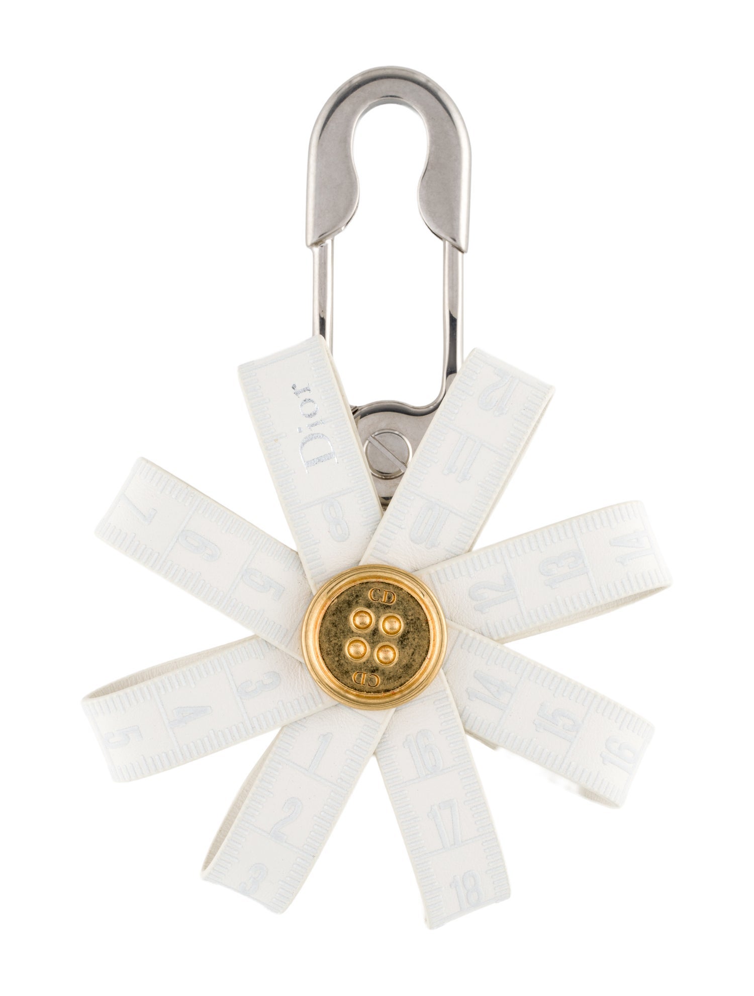 Christian Dior Floral Measuring Tape Bag Charm - Silver Keychains
