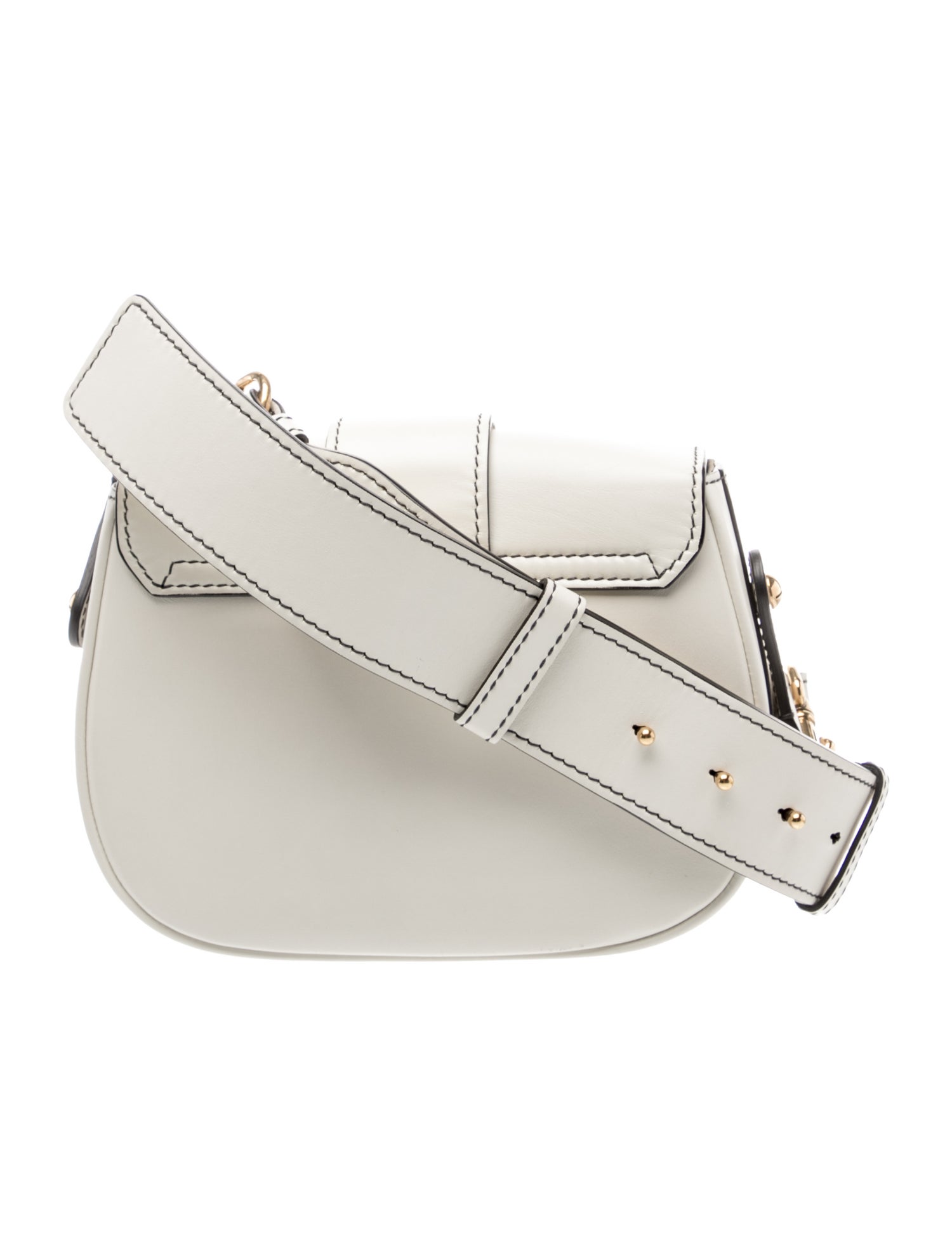Christian Dior Leather D-Fence Saddle Bag - White Crossbody Bags