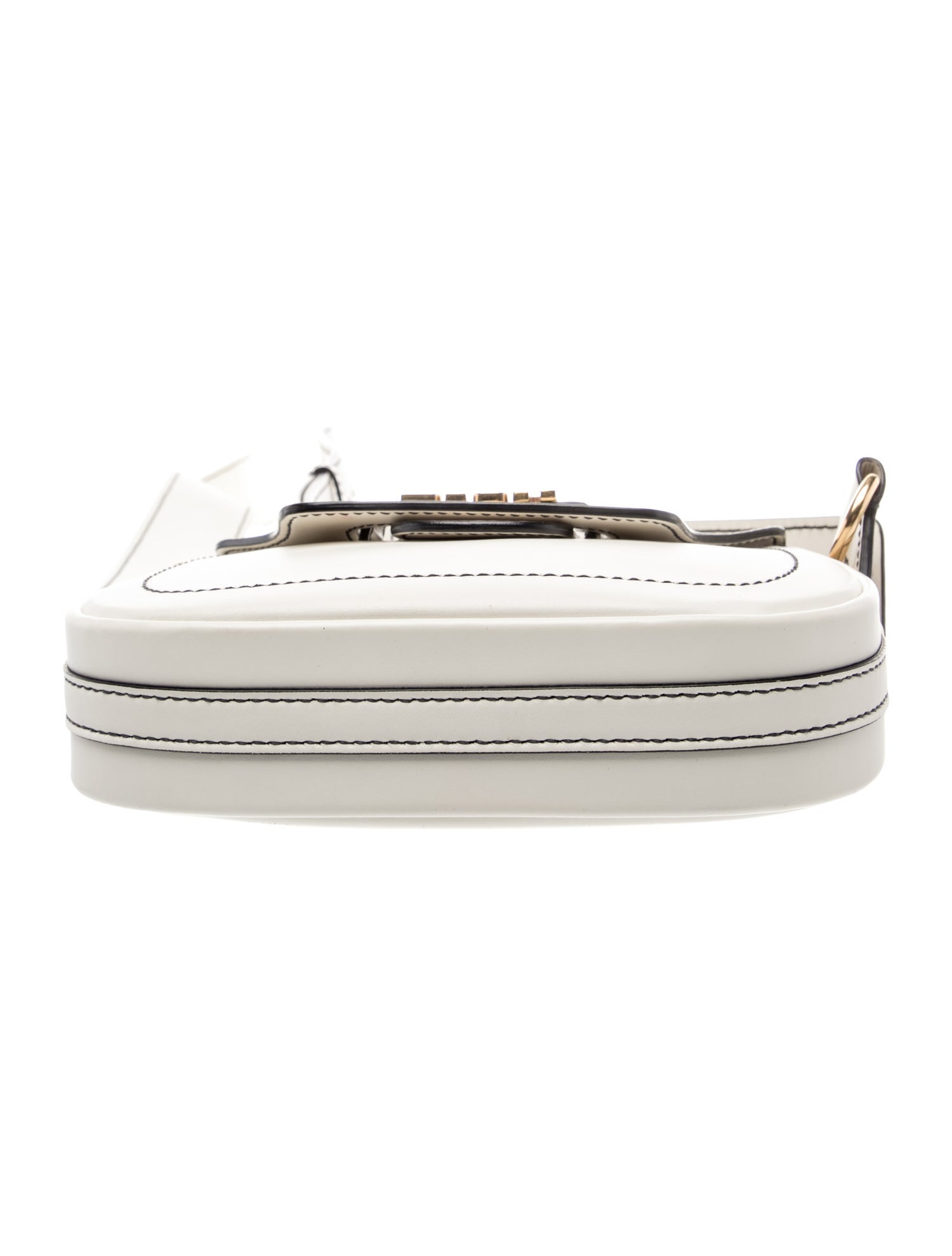 Christian Dior Leather D-Fence Saddle Bag - White Crossbody Bags