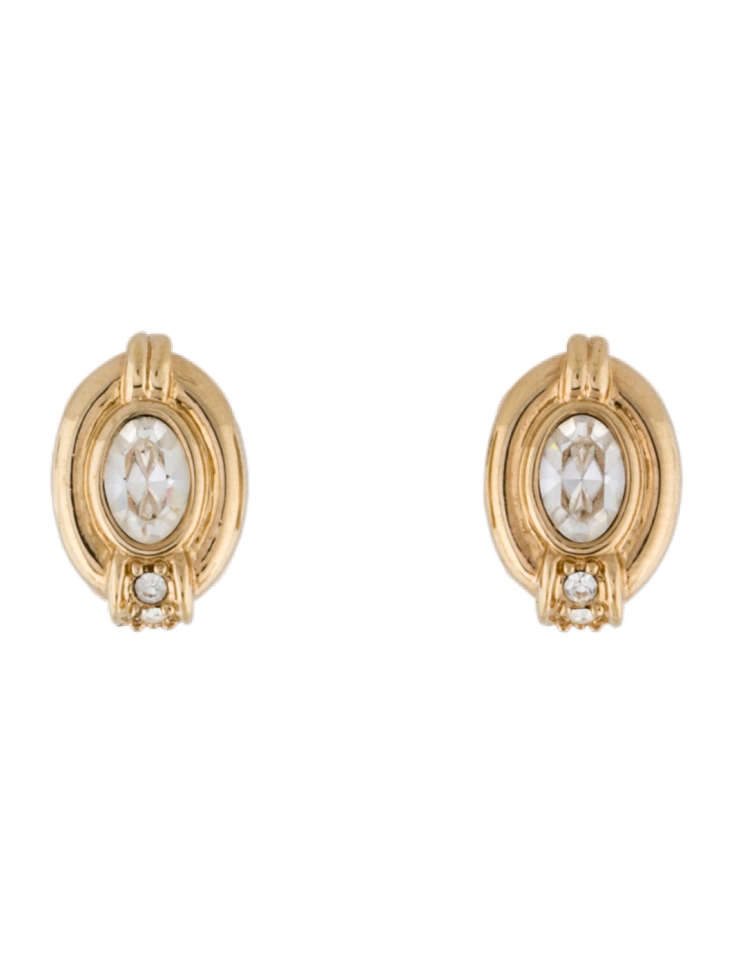 Christian Dior Vintage Crystal Clip-On Earrings