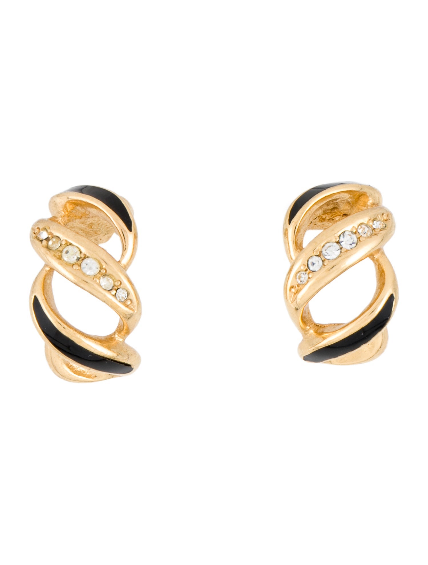 Christian Dior Vintage Enamel & Crystal Stud Earrings