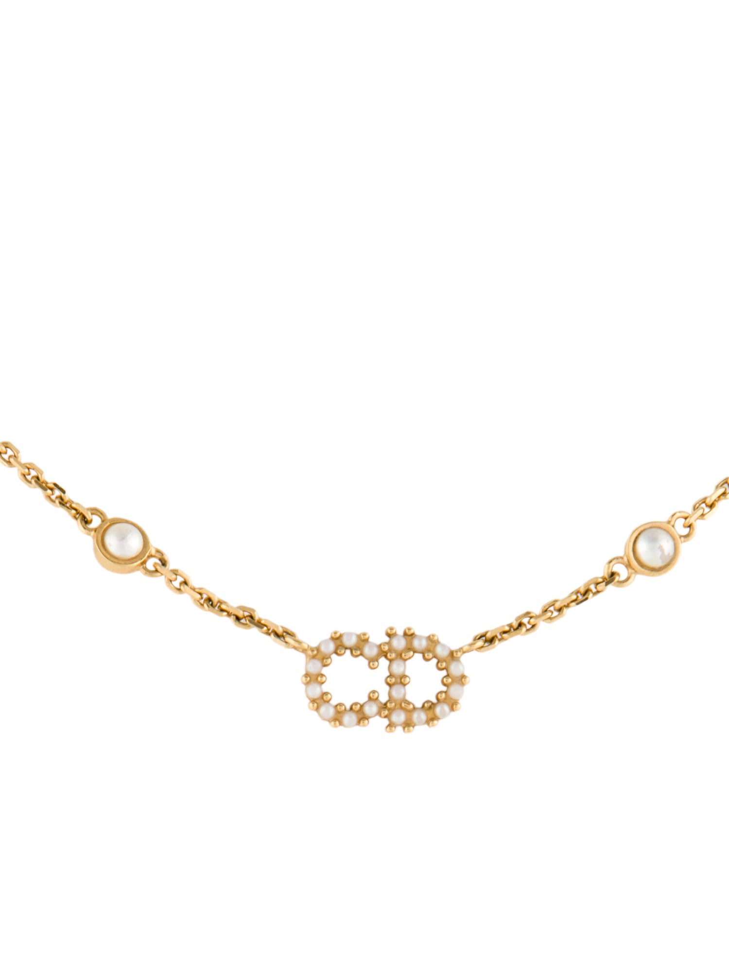 Christian Dior Faux Pearl Clair D Lune Chain Necklace