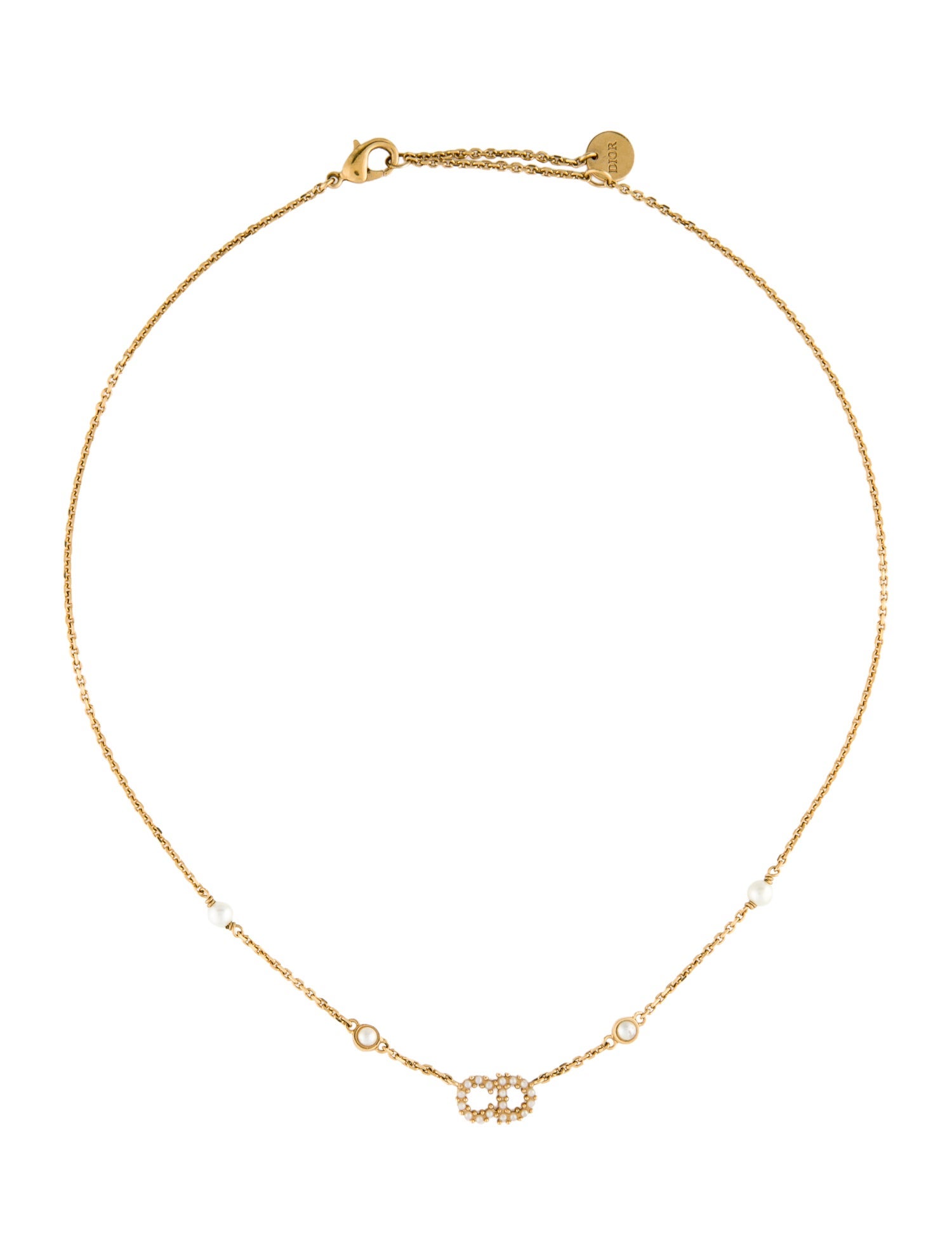 Christian Dior Faux Pearl Clair D Lune Chain Necklace