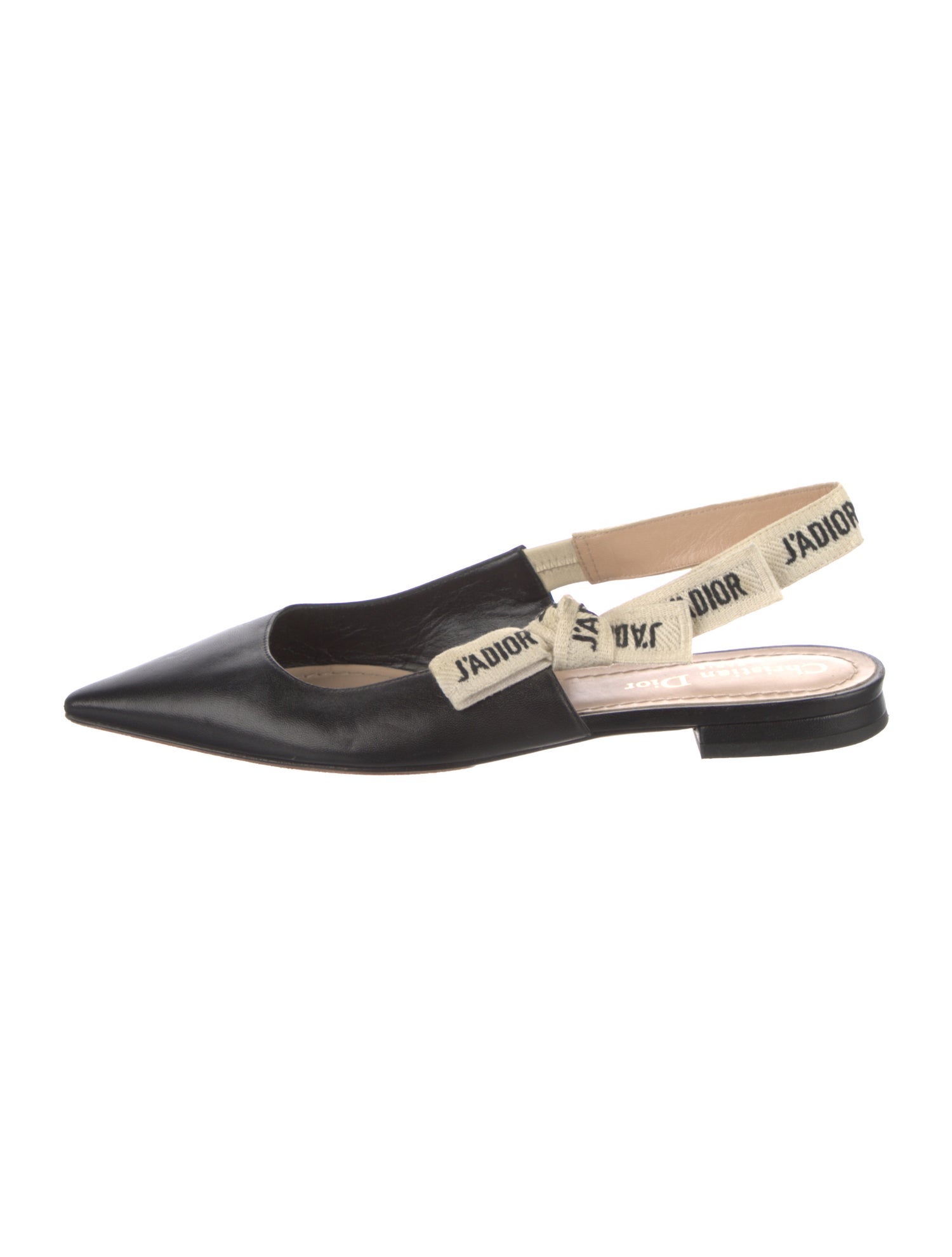 Christian Dior Leather Graphic Print Slingback Flats