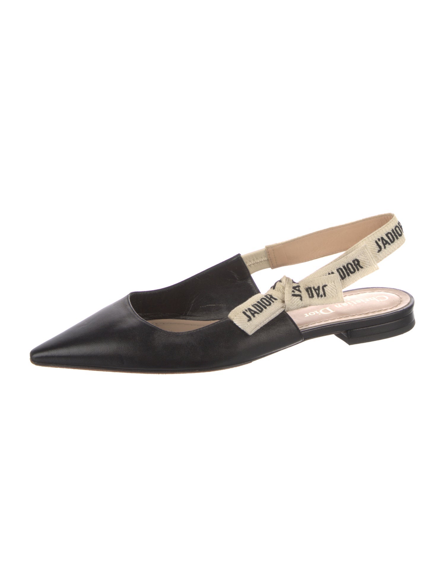 Christian Dior Leather Graphic Print Slingback Flats